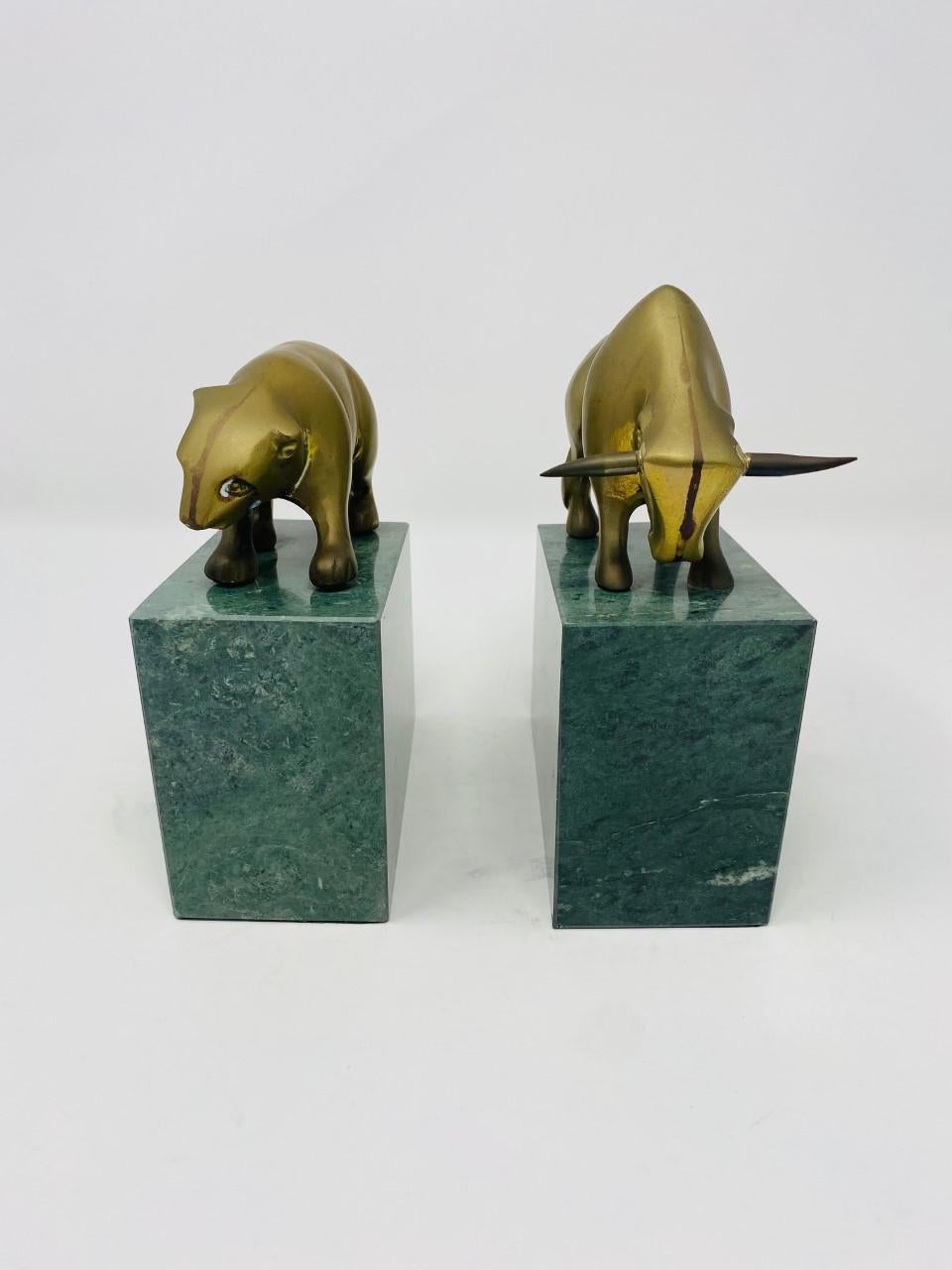 Vintage Mid-Century Wall Street Bear and Bull Bronze Bookends, 'Pair' 2
