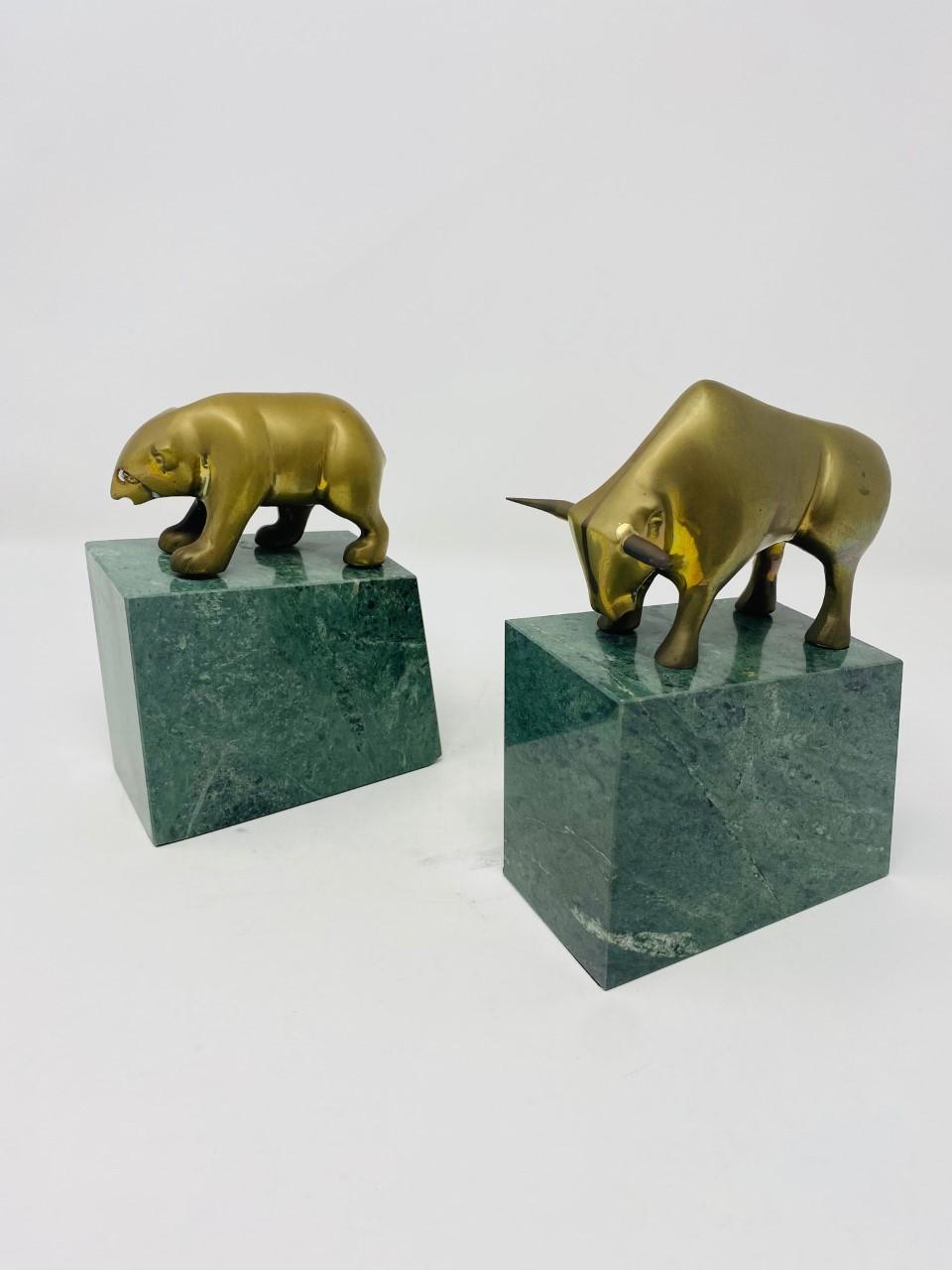 Vintage Mid-Century Wall Street Bear and Bull Bronze Bookends, 'Pair' 3