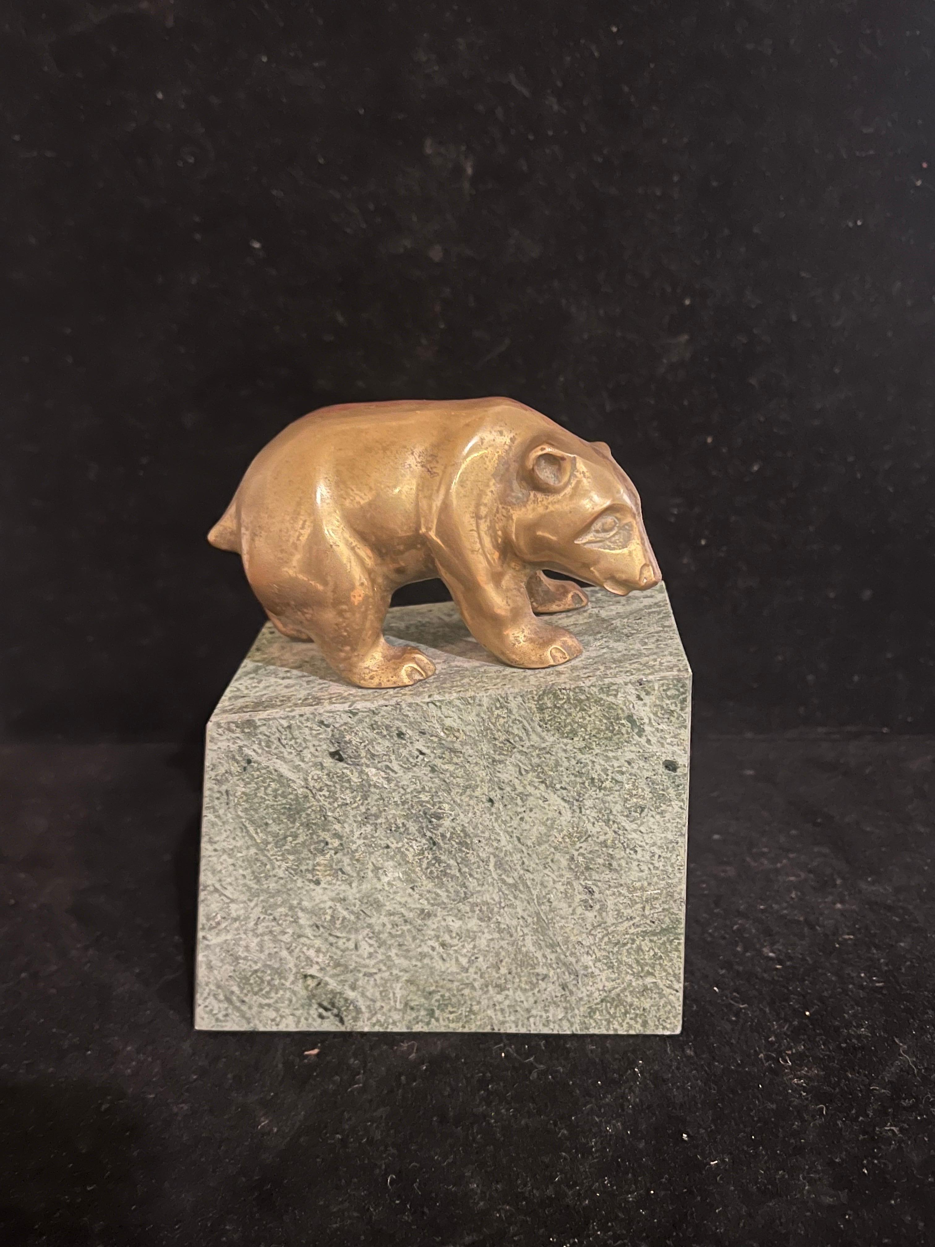 Américain Vieille sculpture de serre-livres ours de Wall Street en bronze du milieu du siècle dernier en vente