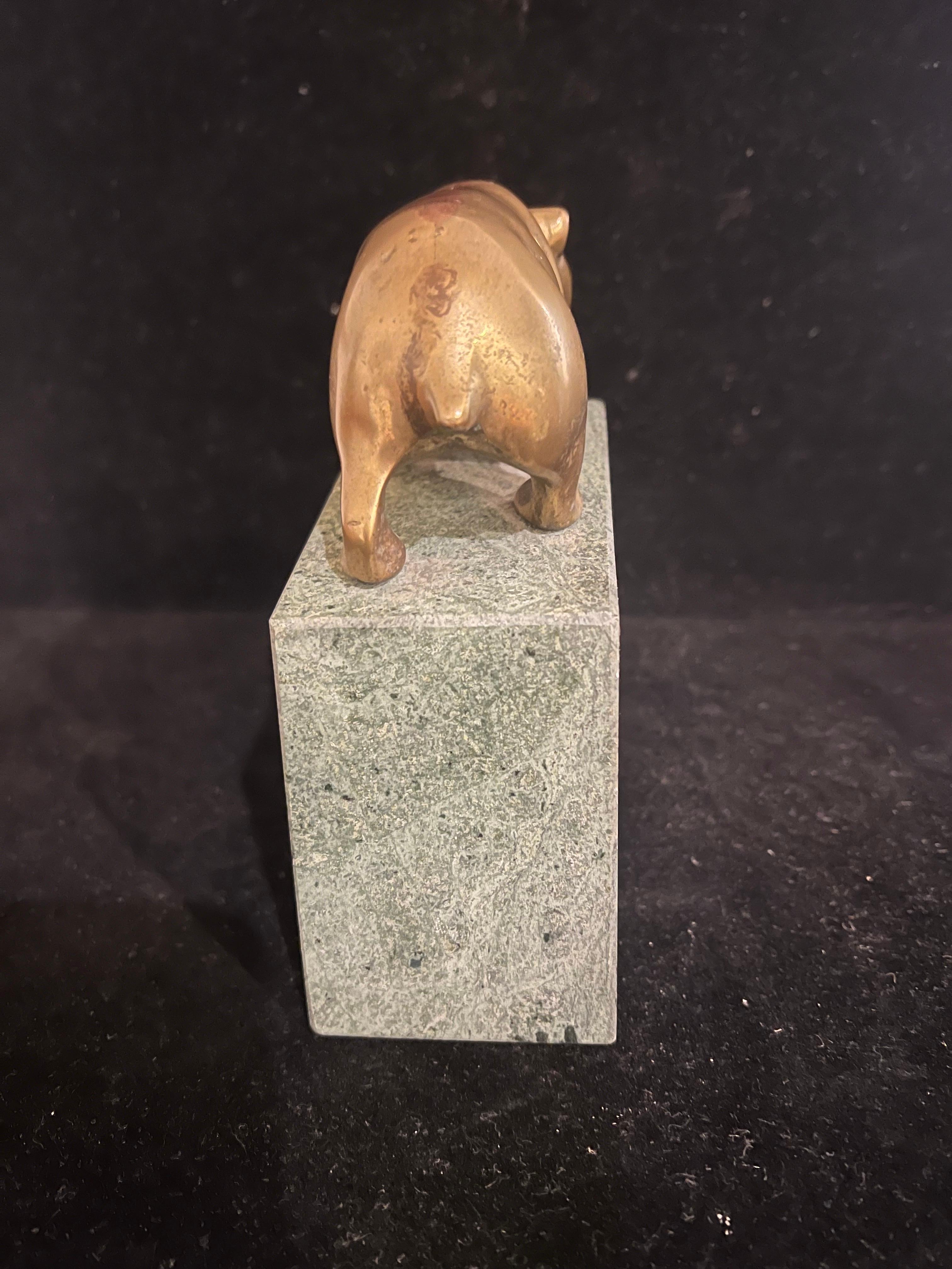 Vintage Mid-Century Wall Street Bear Bronze Bookend Sculpture In Excellent Condition For Sale In San Diego, CA