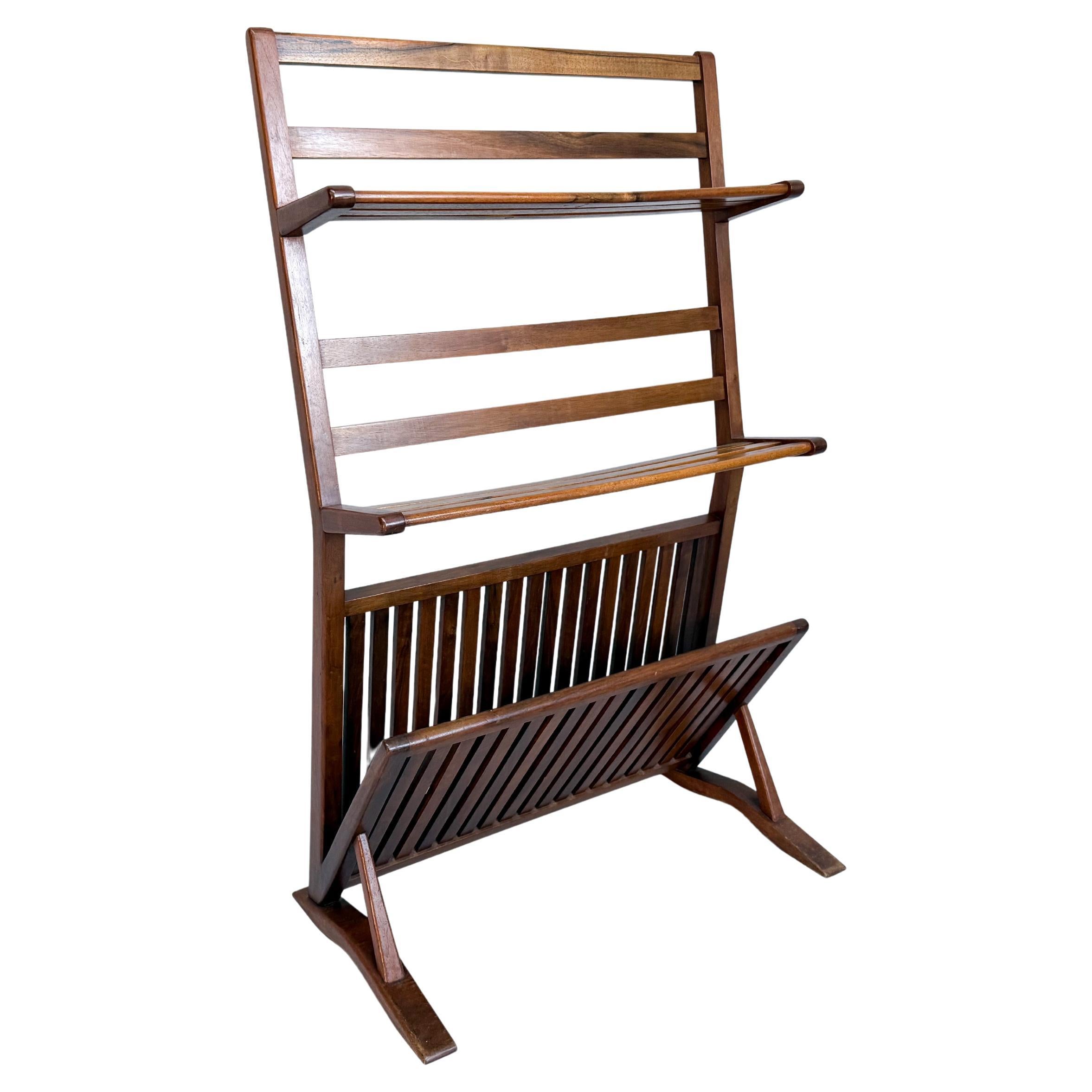 Vintage Mid-Century Walnut Bookshelf and Magazine Rack (1960s) For Sale