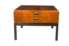 Vintage Mid-Century Walnut Campaign Style Side End Coffee Table