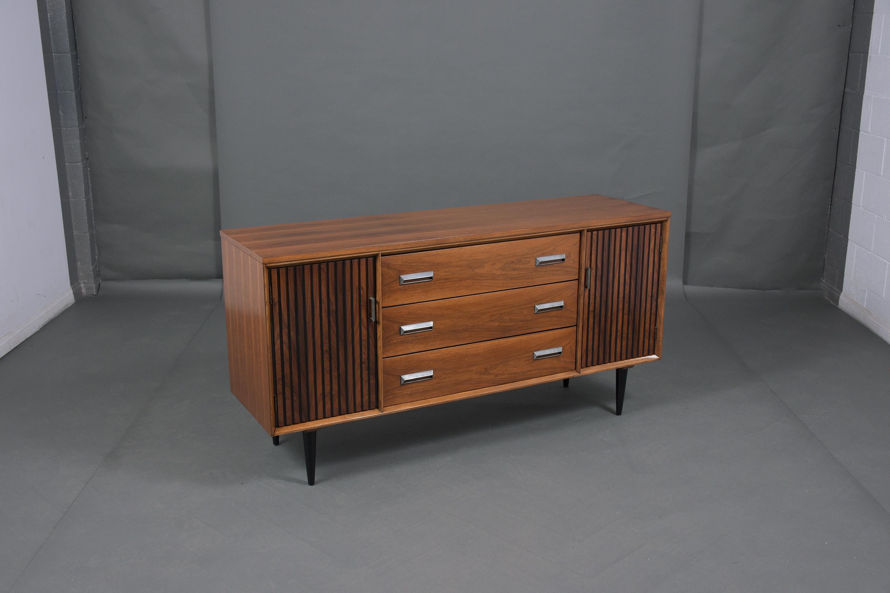 Vintage Mid-Century Walnut Credenza 4