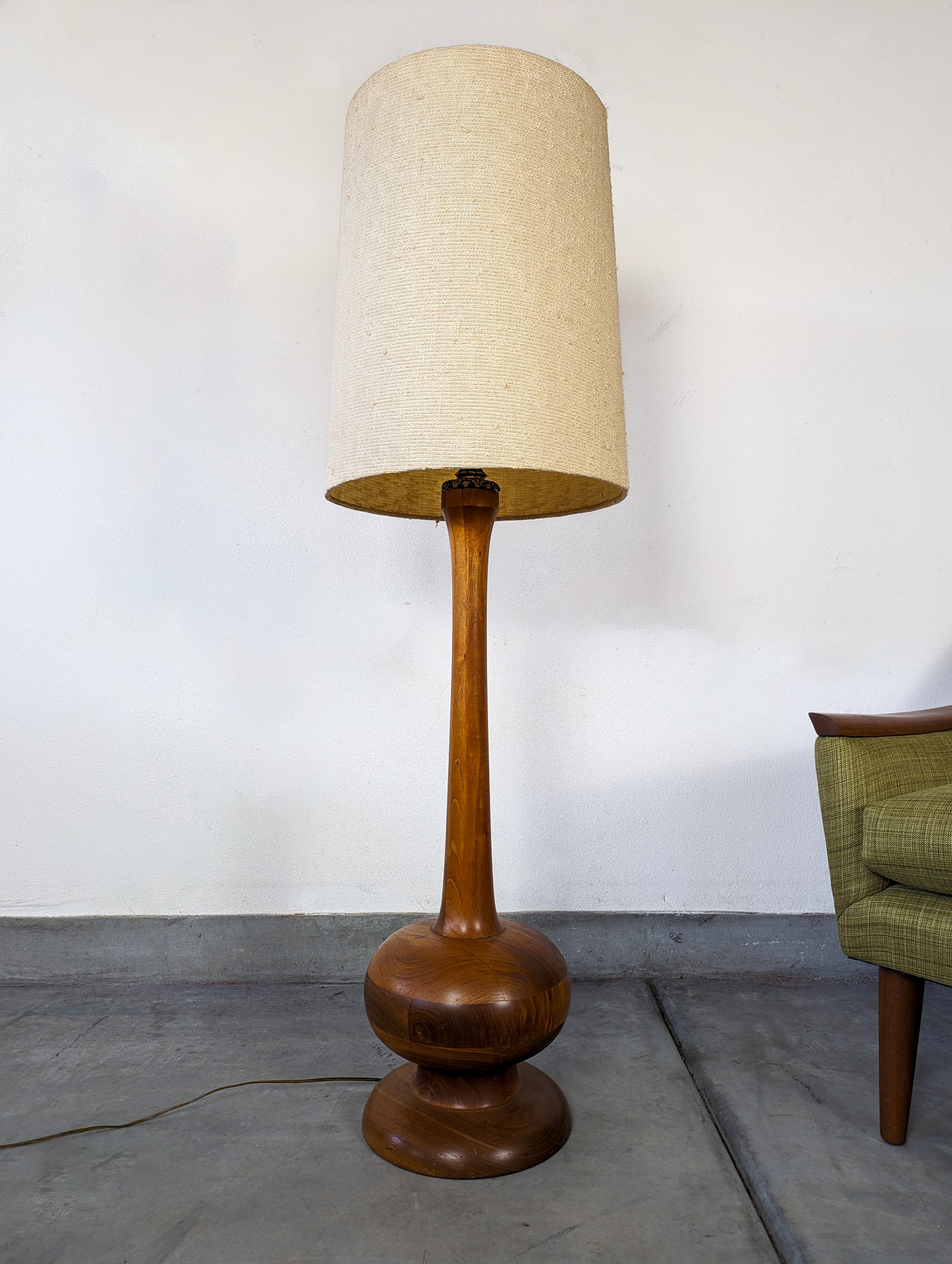 vintage walnut floor lamp