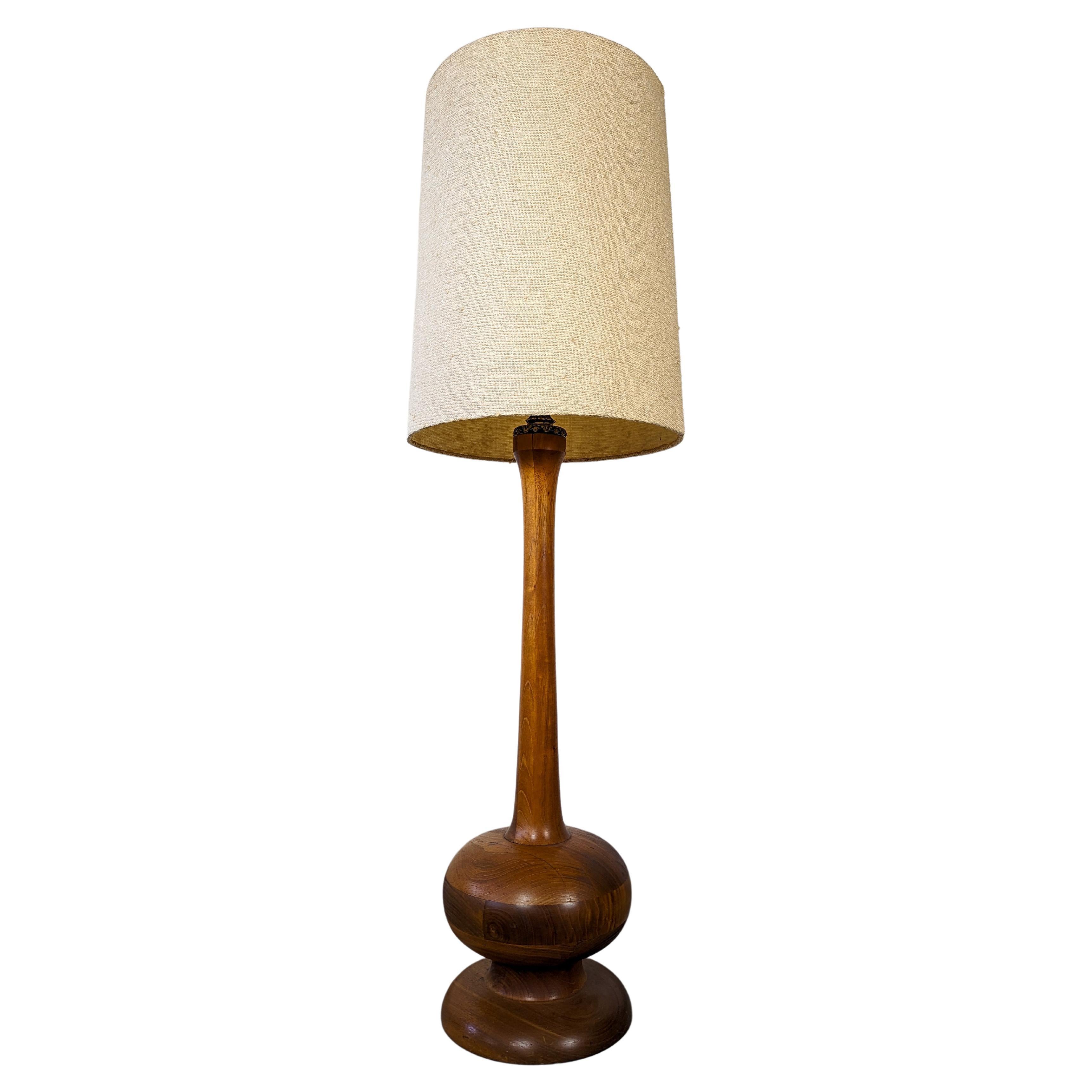 Vintage Mid Century Walnut Floor Lamp For Sale