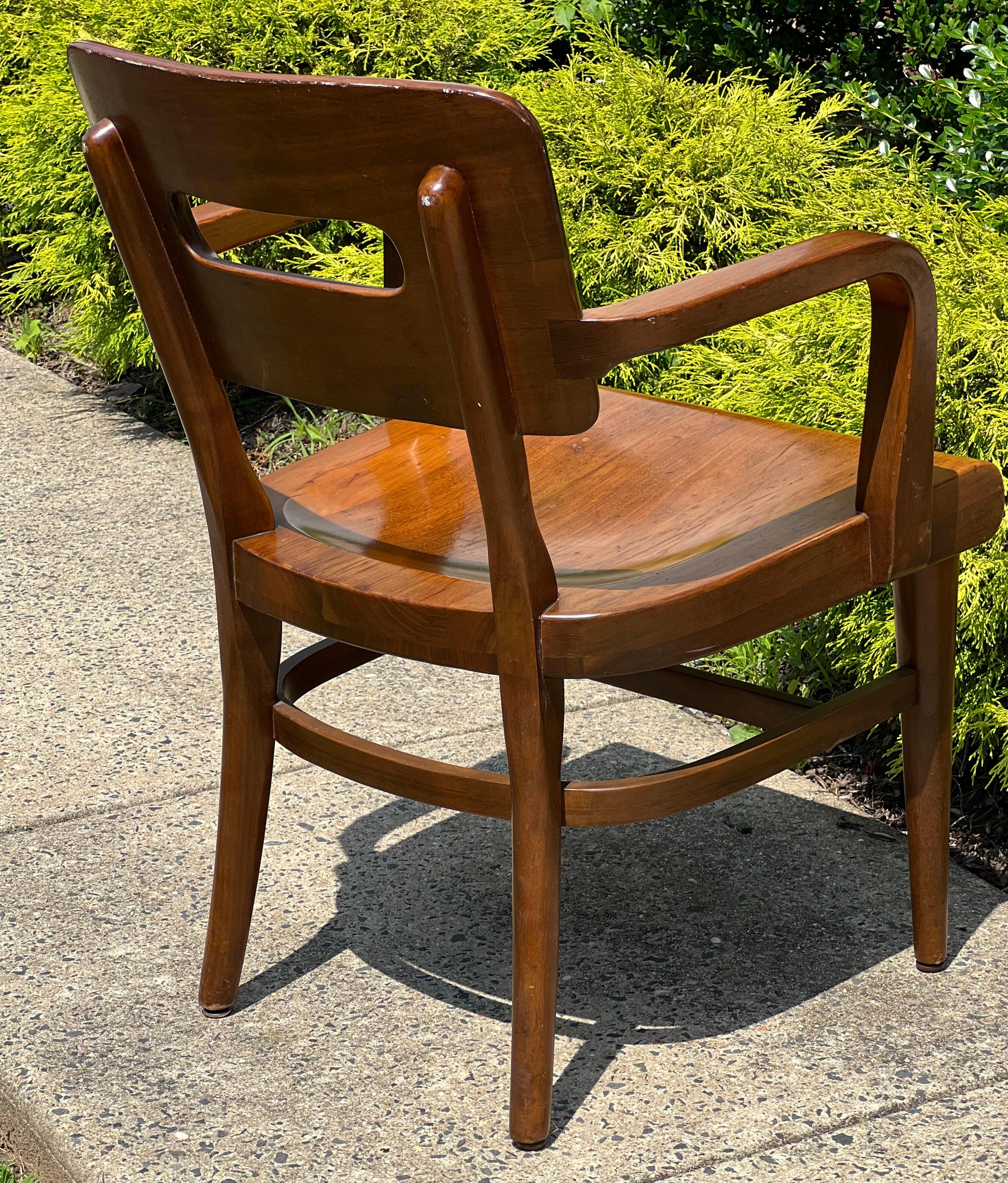 Vintage Mid-Century Walnut Gunlocke Chairs, Set of 3 1