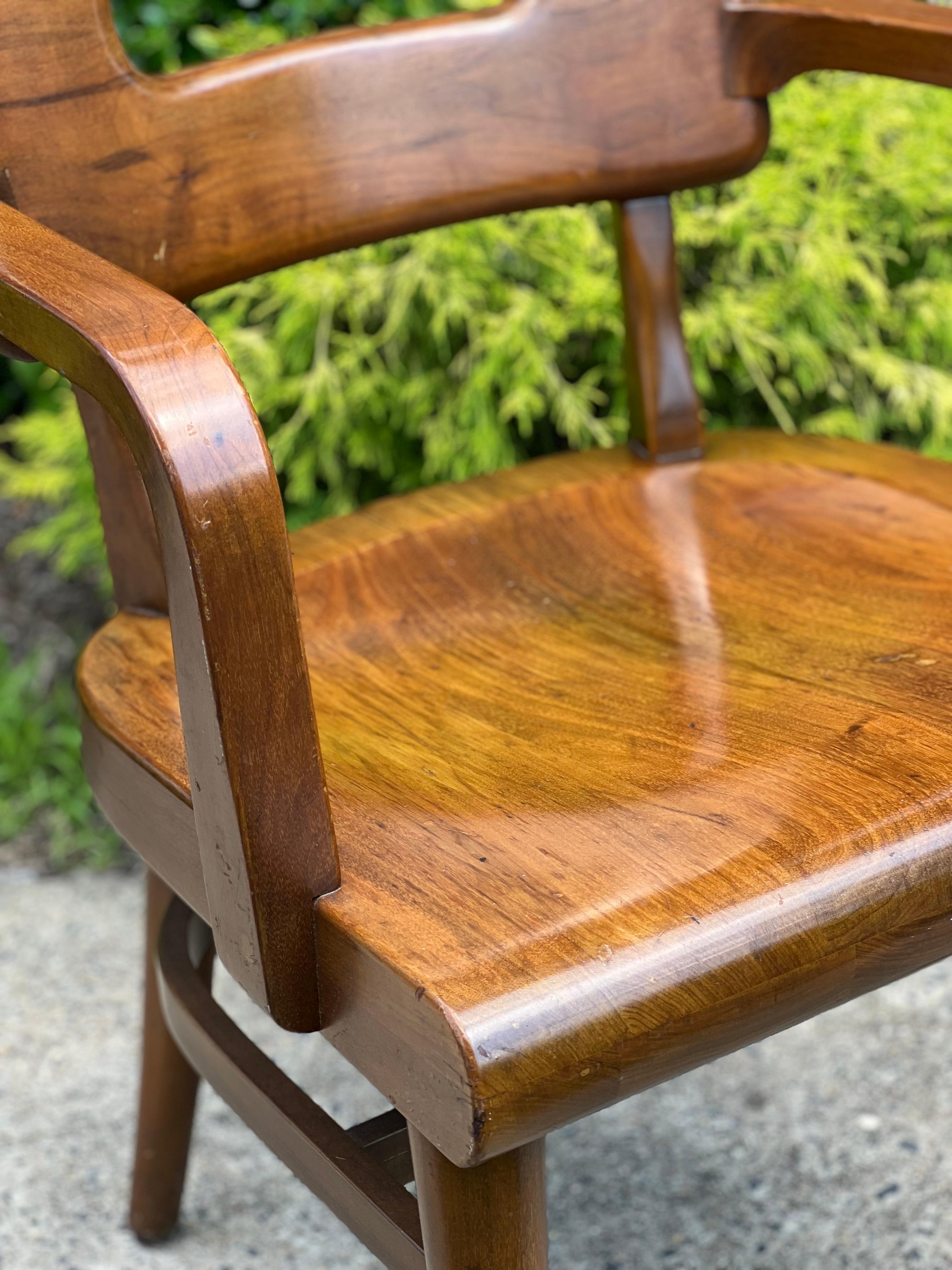 Vintage Mid-Century Walnut Gunlocke Chairs, Set of 3 3