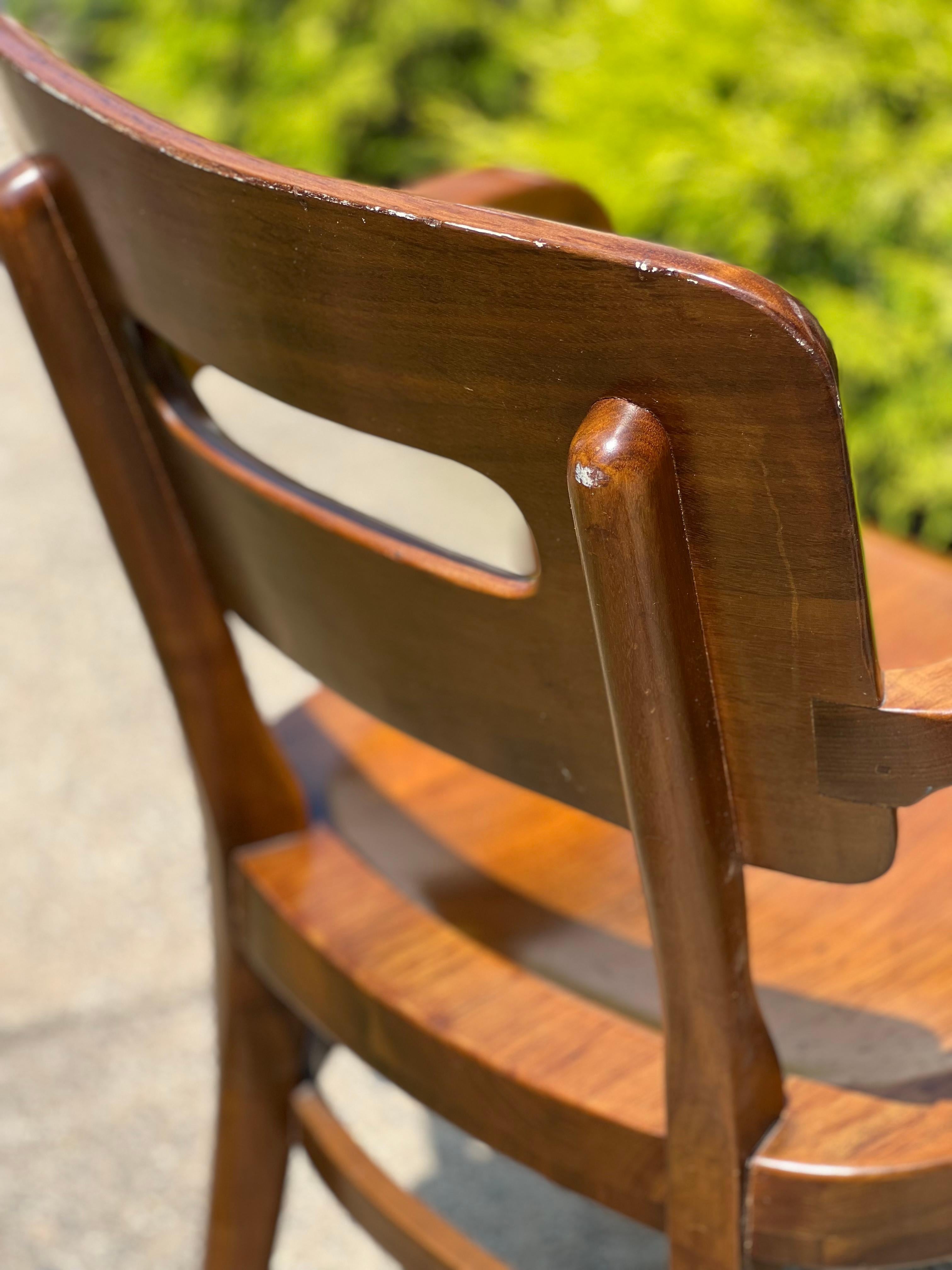 Vintage Mid-Century Walnut Gunlocke Chairs, Set of 3 6