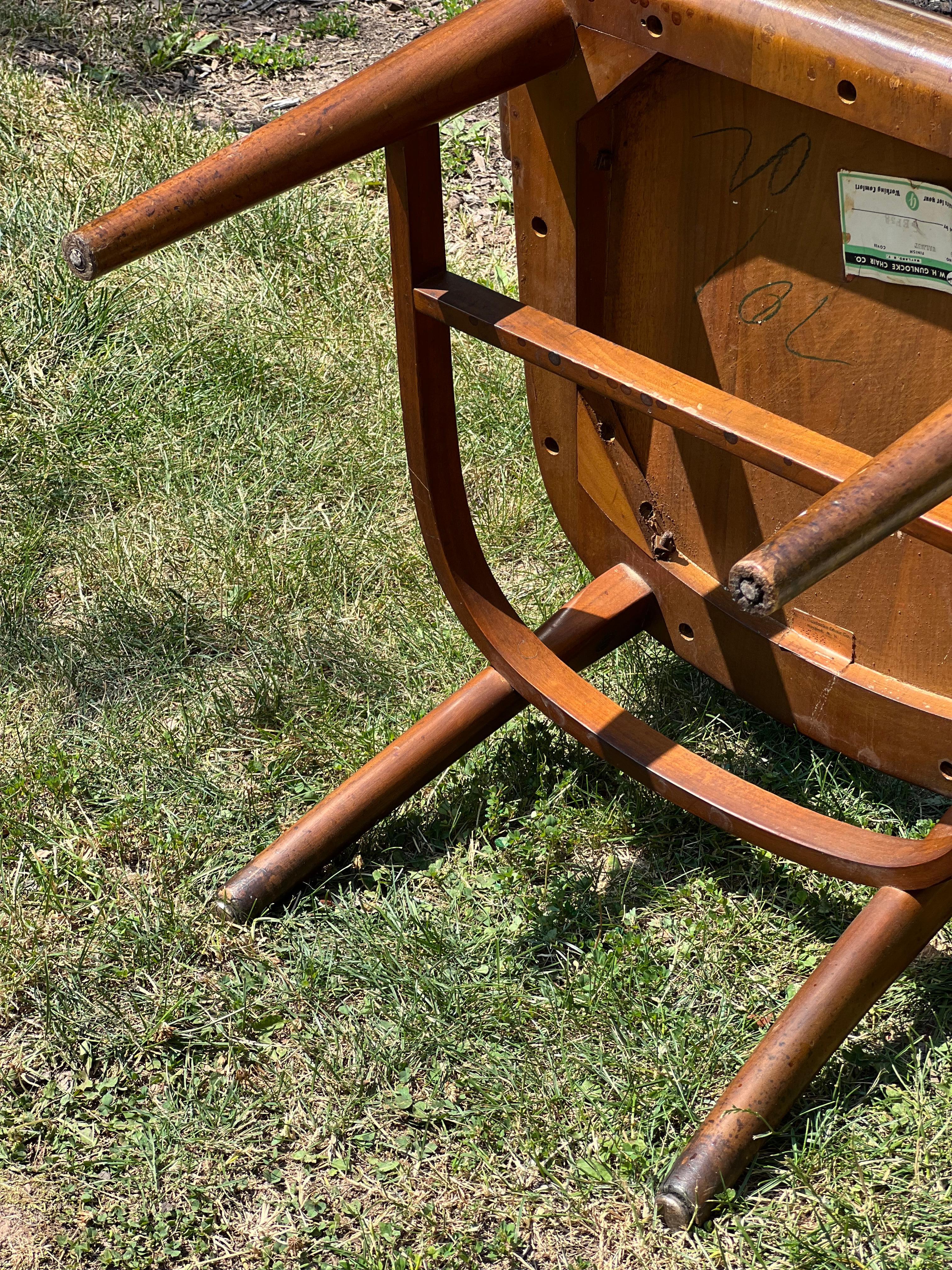 Vintage Mid-Century Walnut Gunlocke Chairs, Set of 3 9