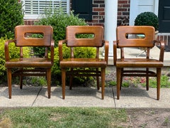Vintage Mid-Century Walnut Gunlocke Chairs, Set of 3