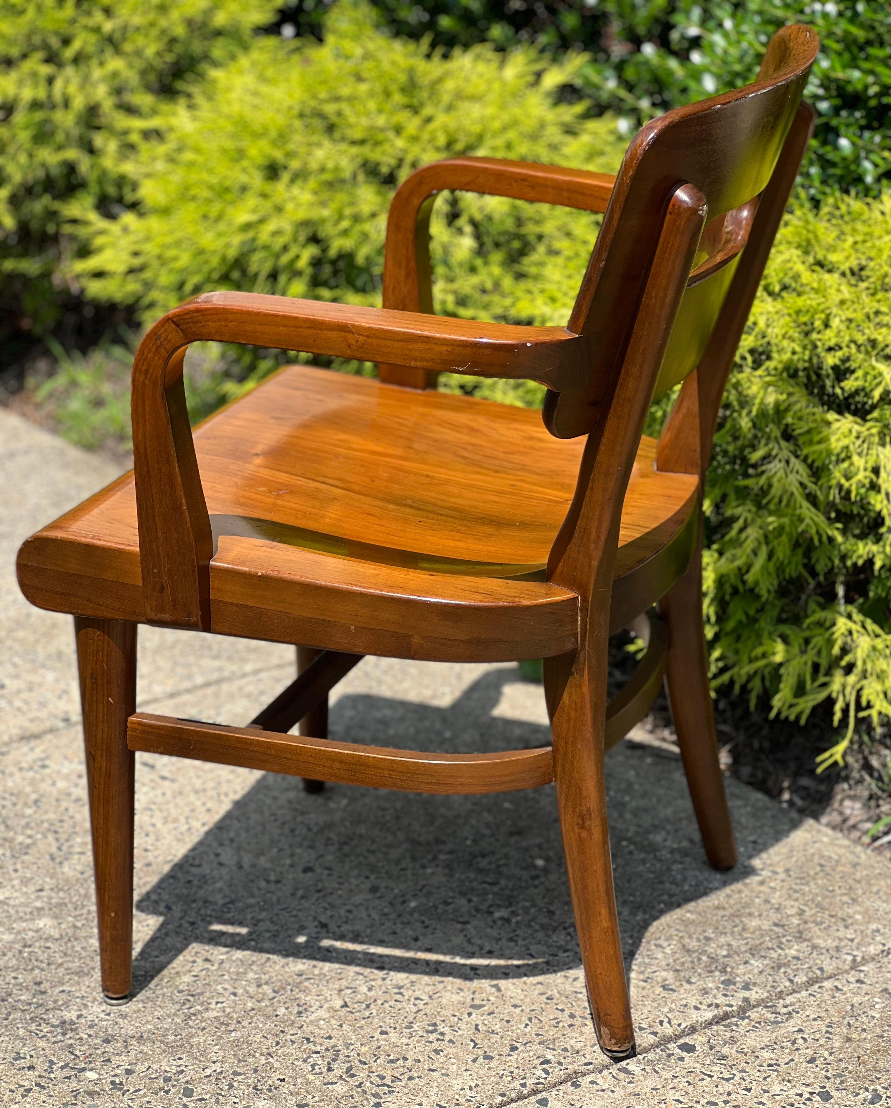 North American Vintage Mid-Century Walnut Gunlocke Chairs, Set of 3