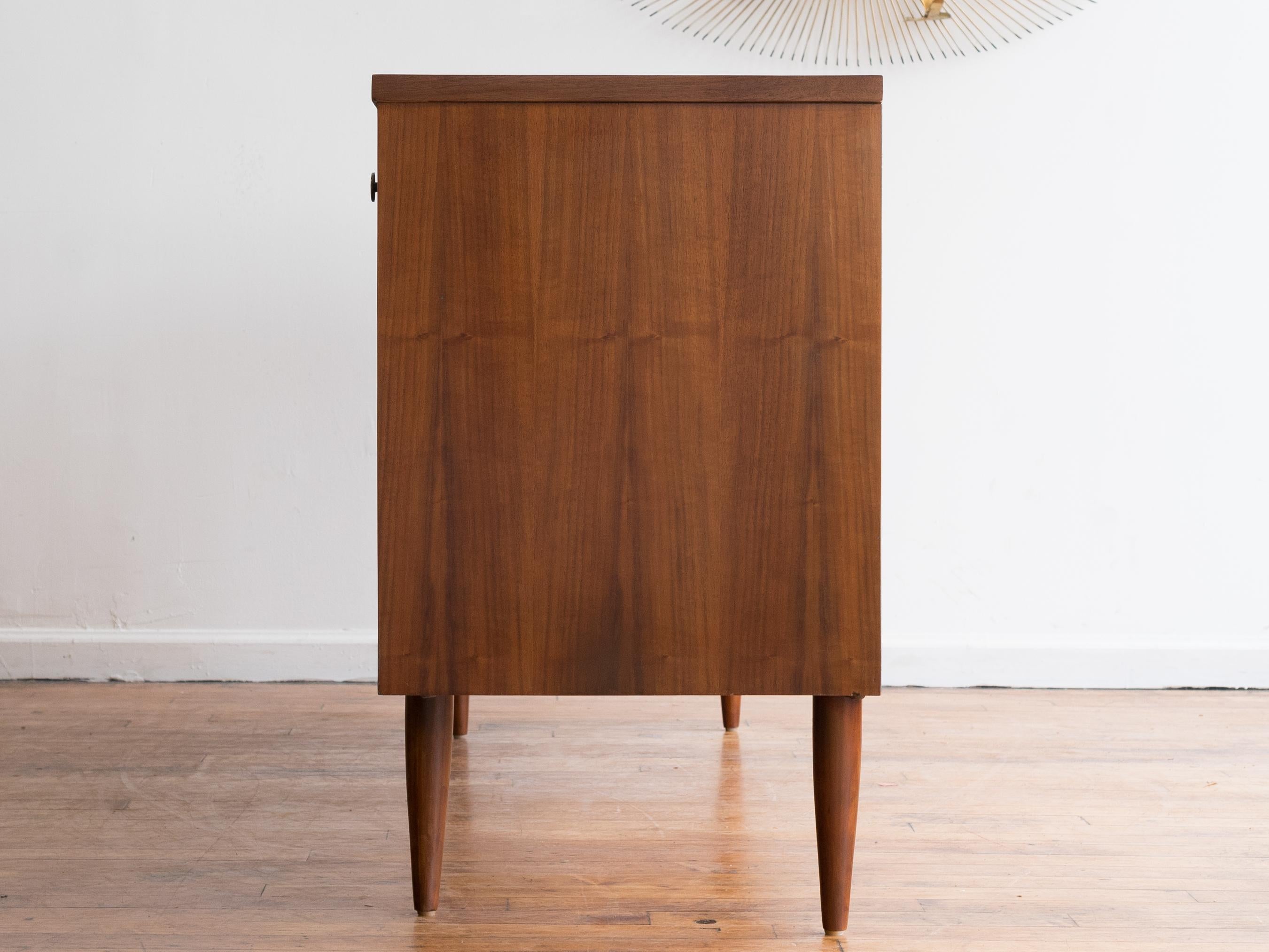 Vintage Mid Century Walnut Lowboy Dresser In Good Condition In Chicago, IL