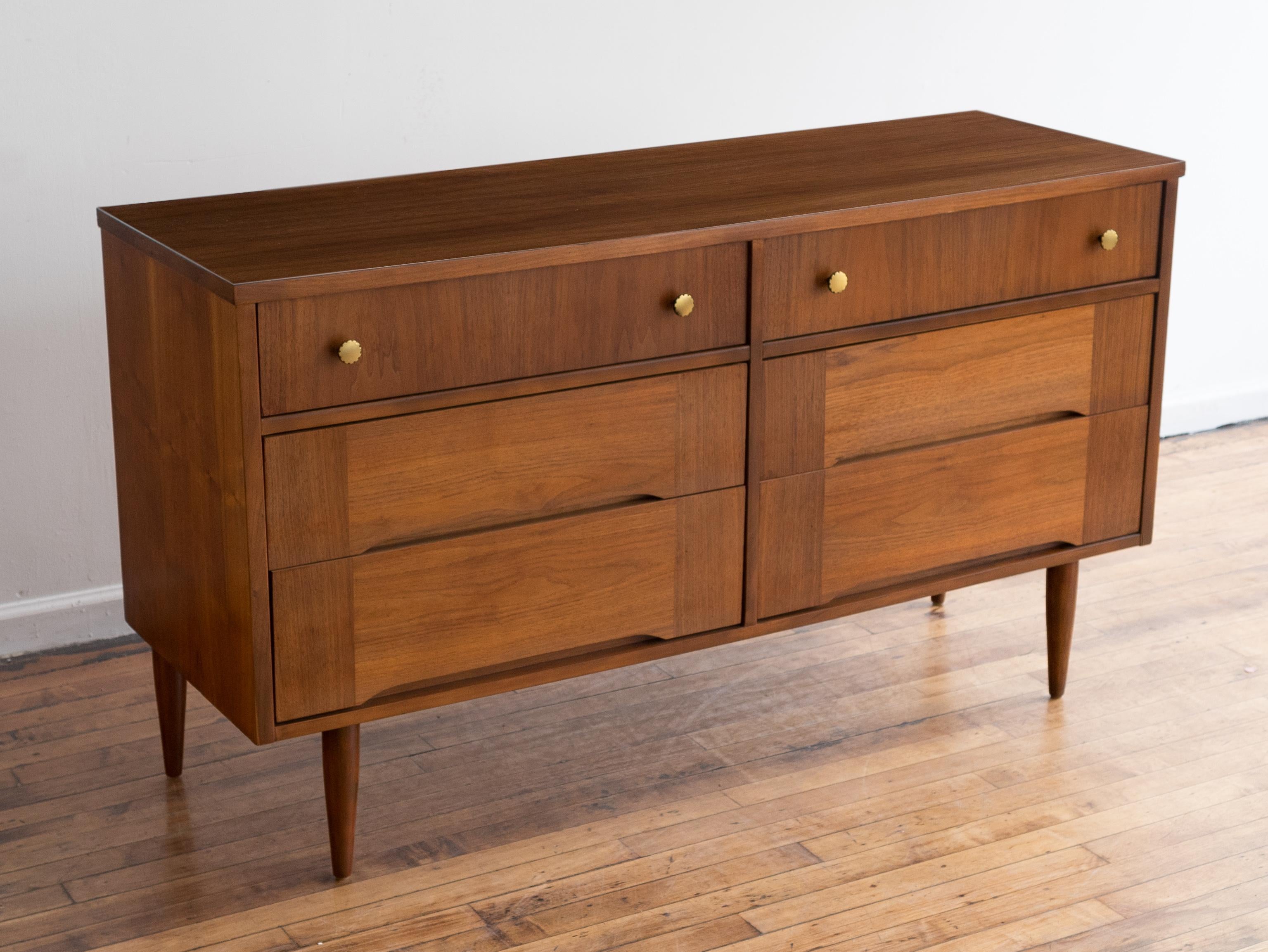 20th Century Vintage Mid Century Walnut Lowboy Dresser