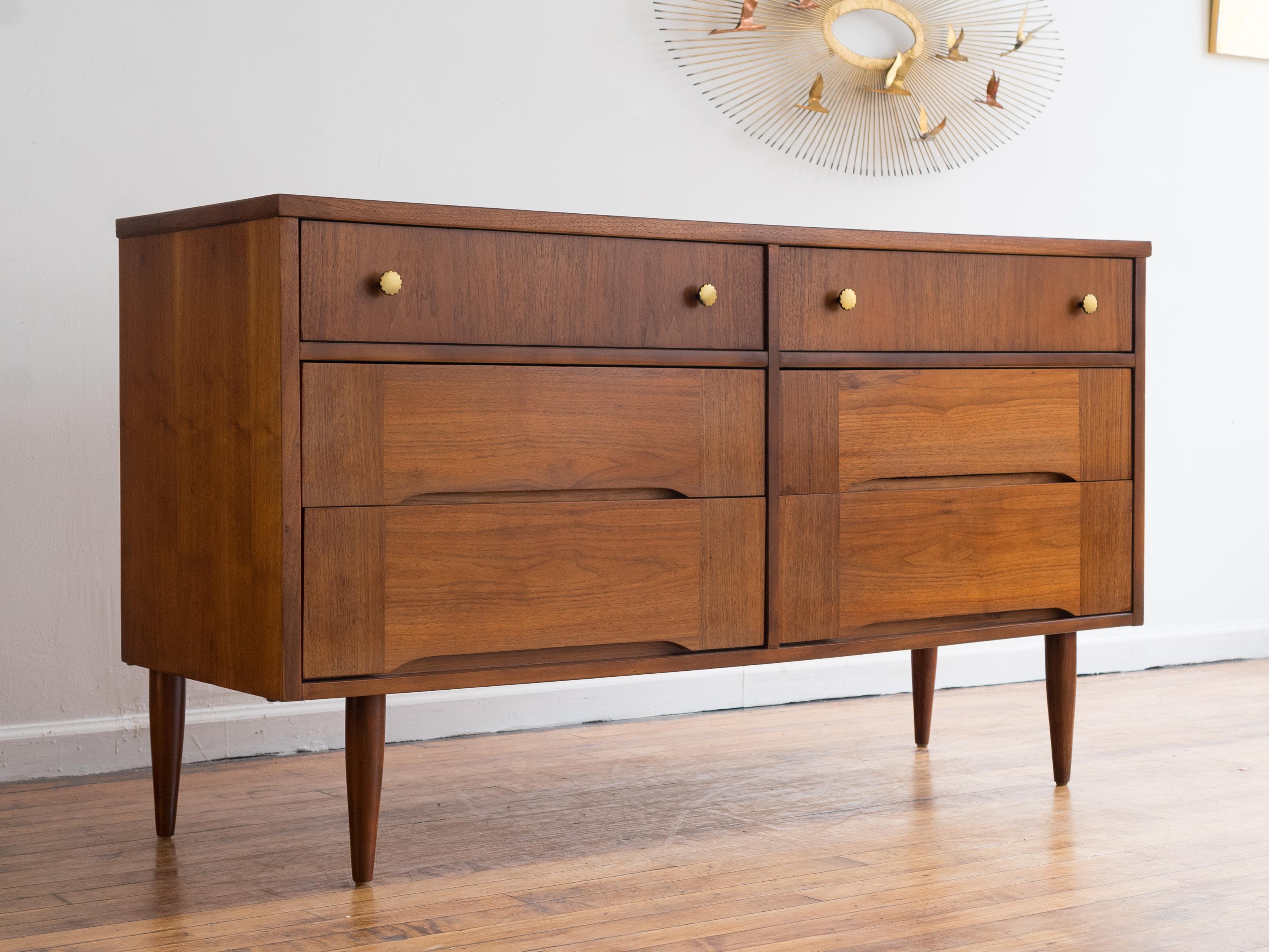 Vintage Mid Century Walnut Lowboy Dresser 3