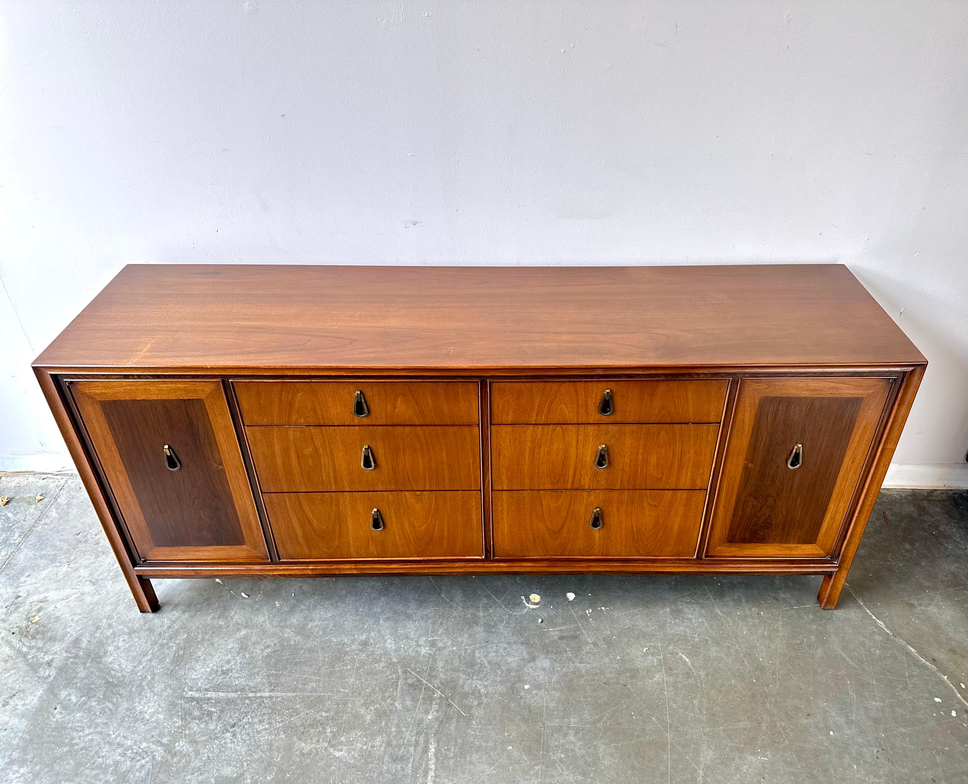 Mid-Century Modern Vintage Mid Century Walnut & Rosewood Long Dresser By John Stuart