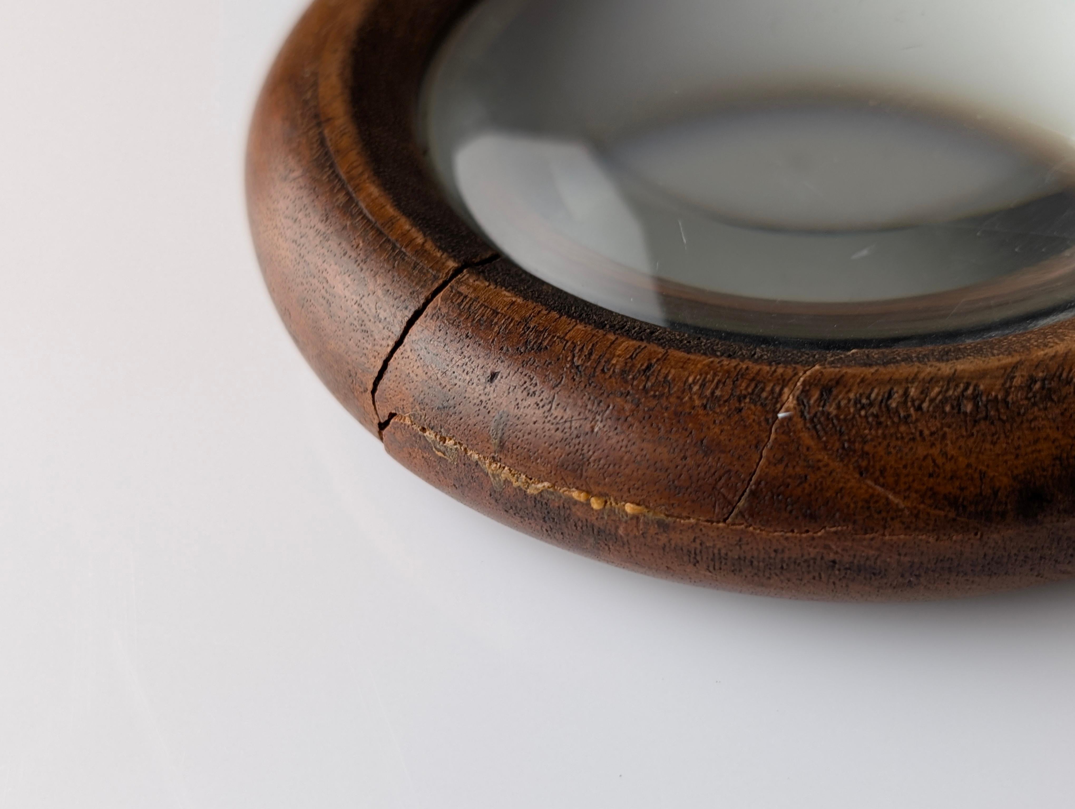 Lente d'ingrandimento in legno di noce d'epoca della metà del secolo scorso, Italia in vendita 4