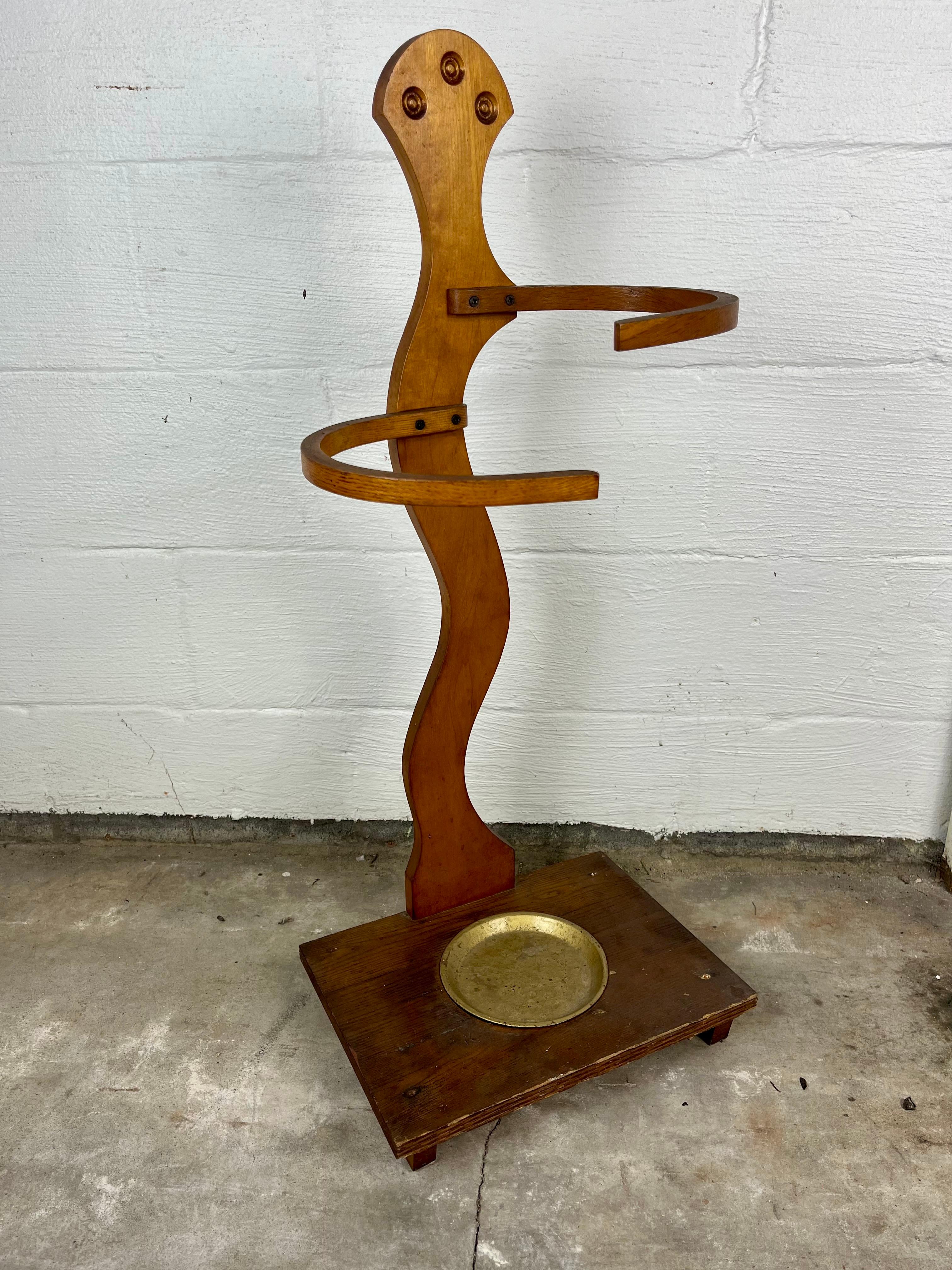 Mid-Century moderno Portaombrelli a bastone in legno di bengala d'epoca della metà del secolo scorso in vendita