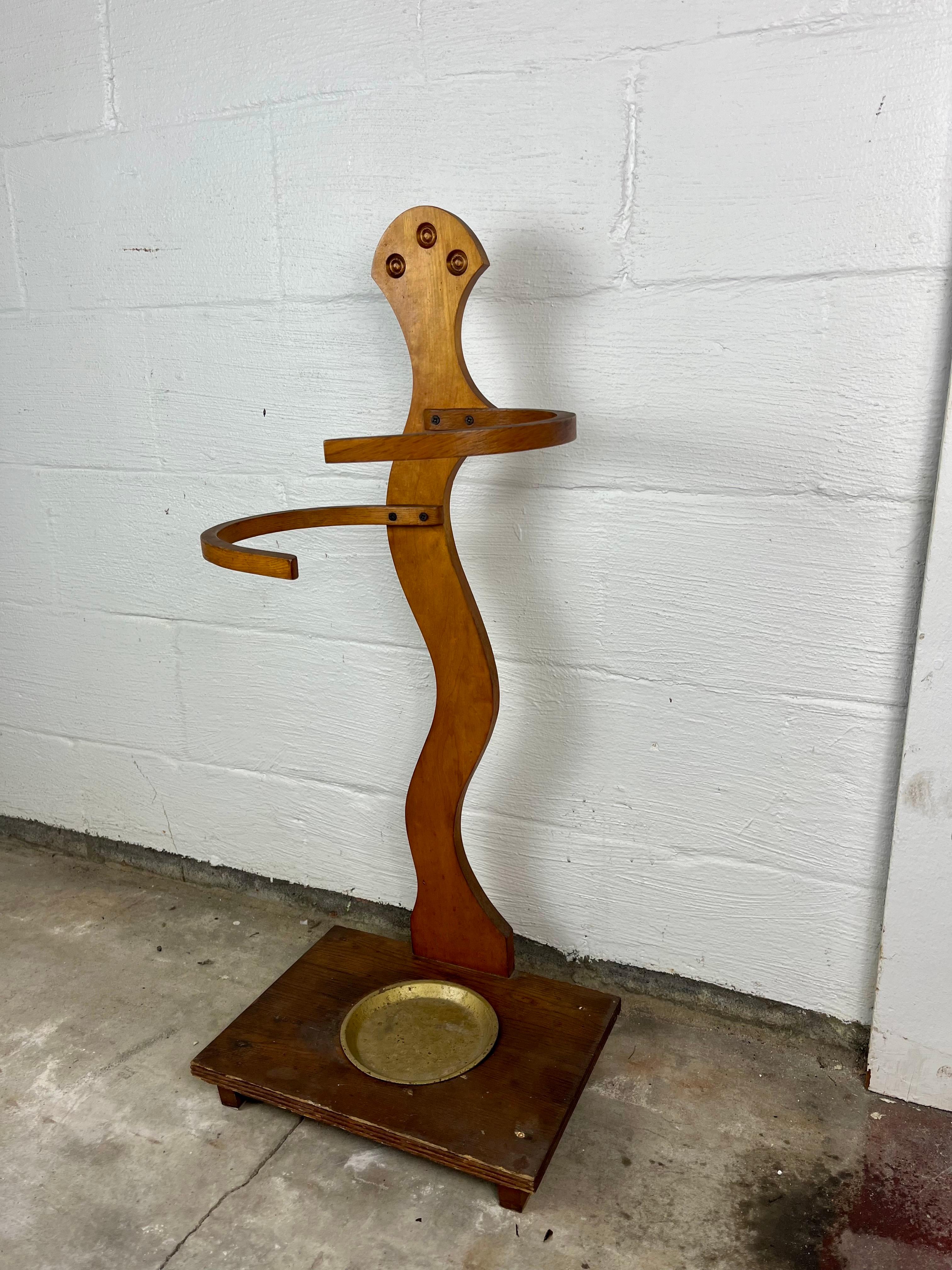 Portaombrelli a bastone in legno di bengala d'epoca della metà del secolo scorso in vendita 1