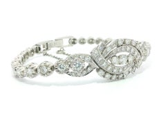 Vintage Mid Century White Gold 3.25ctw Diamond Detailed Spiral Bracelet