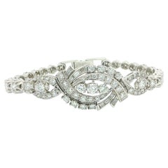 Vintage Mid Century White Gold 3.25ctw Diamond Detailed Spiral Bracelet