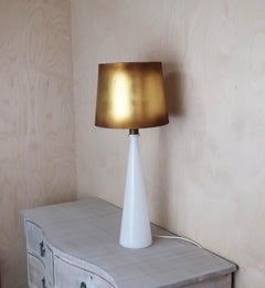 Vintage Mid-Century White Murano Glass Table Lamp. Italy, 1950's.