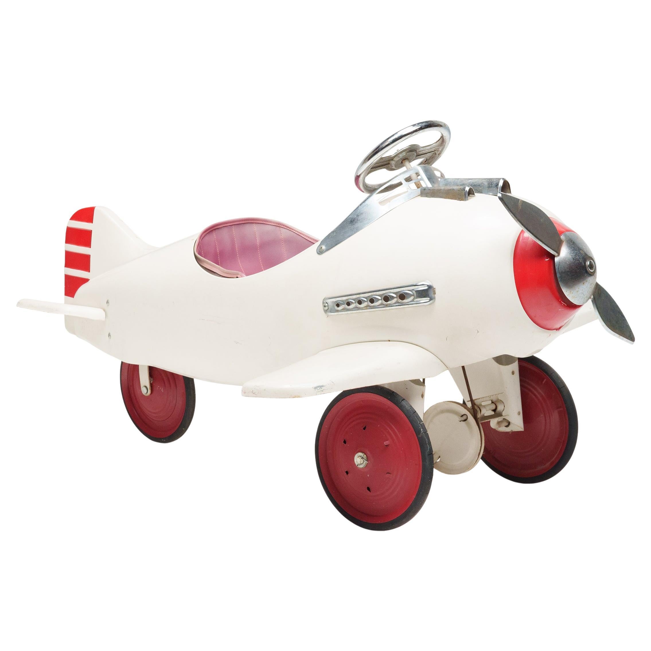 Vintage Mid-Century White Pedal Airplane
