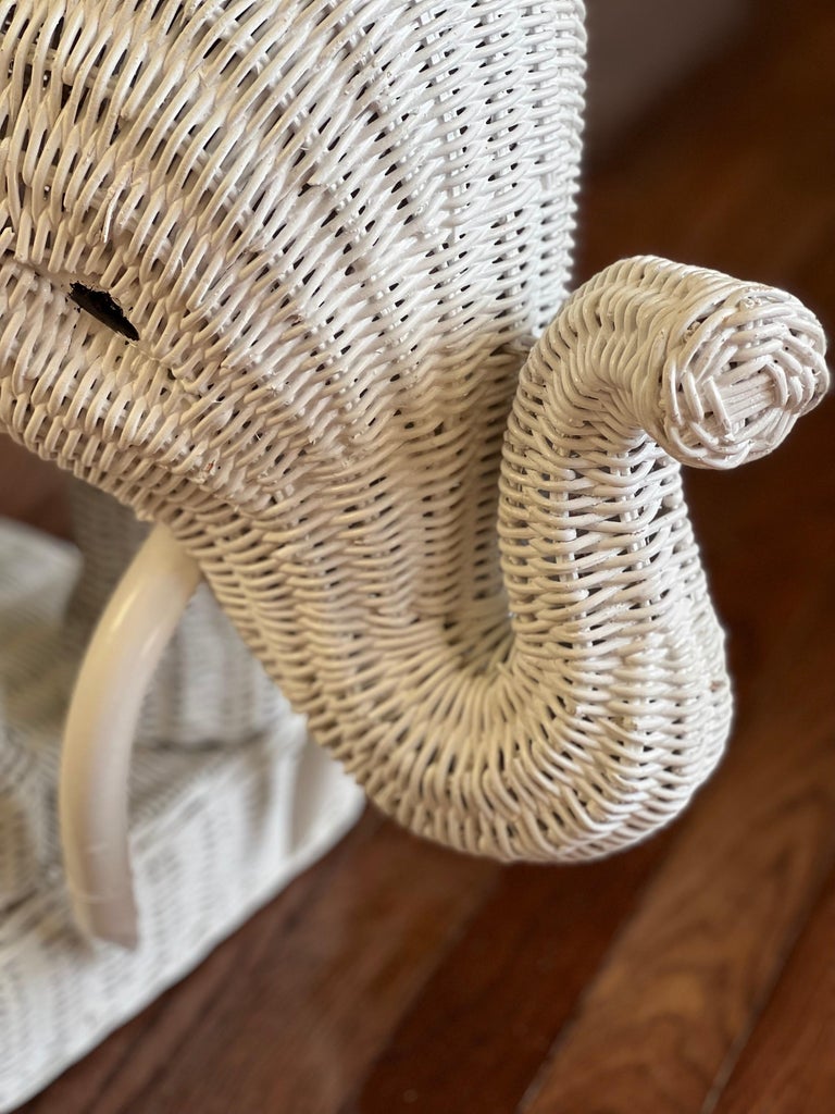Vintage Mid Century Wicker Elephant Taboret Side Table at 1stDibs ...
