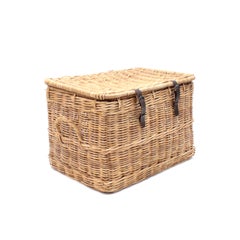 Vintage Midcentury Wicker Laundry Basket, 1950s