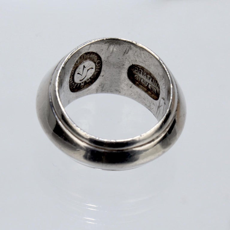 Vintage Midcentury William Spratling Mexican Sterling Silver Beveled Ring For Sale 7