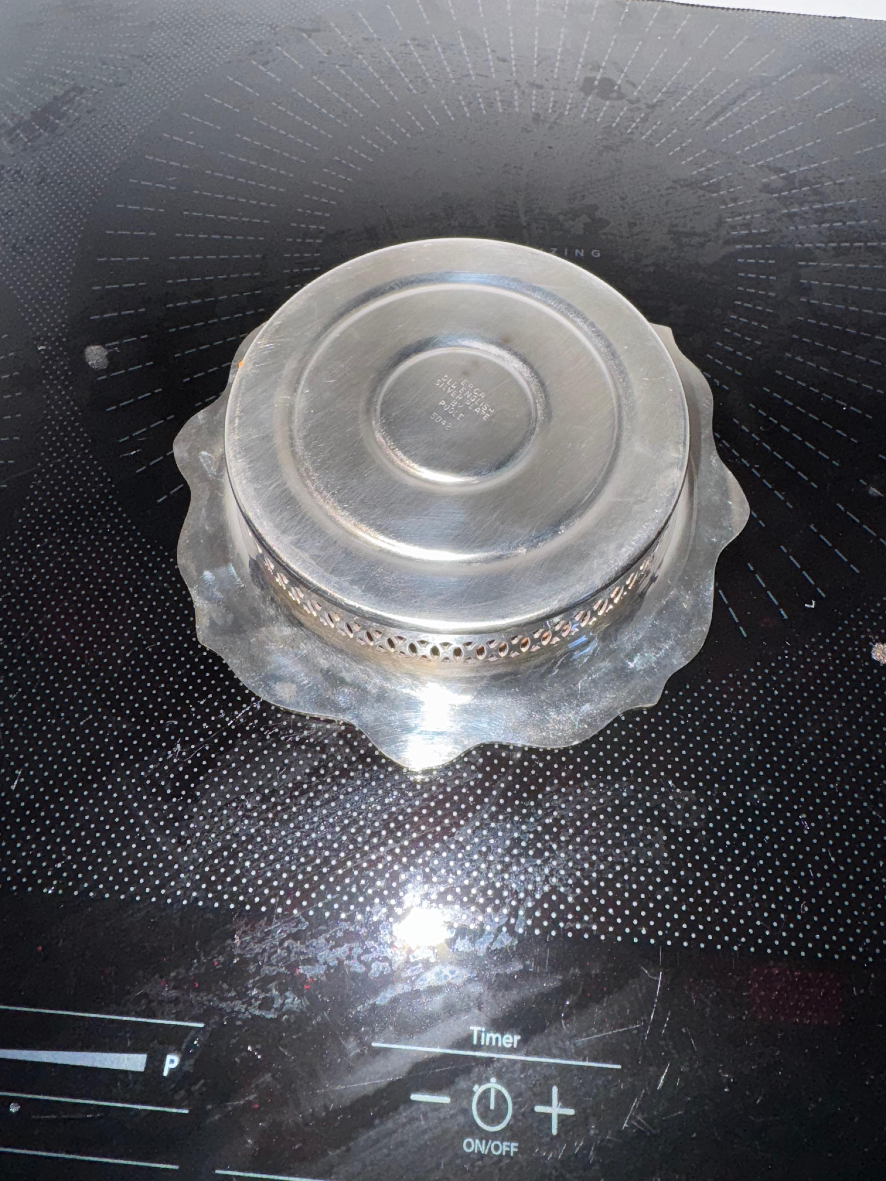 Rococo Vintage mid century wine coaster by pool silver plate For Sale