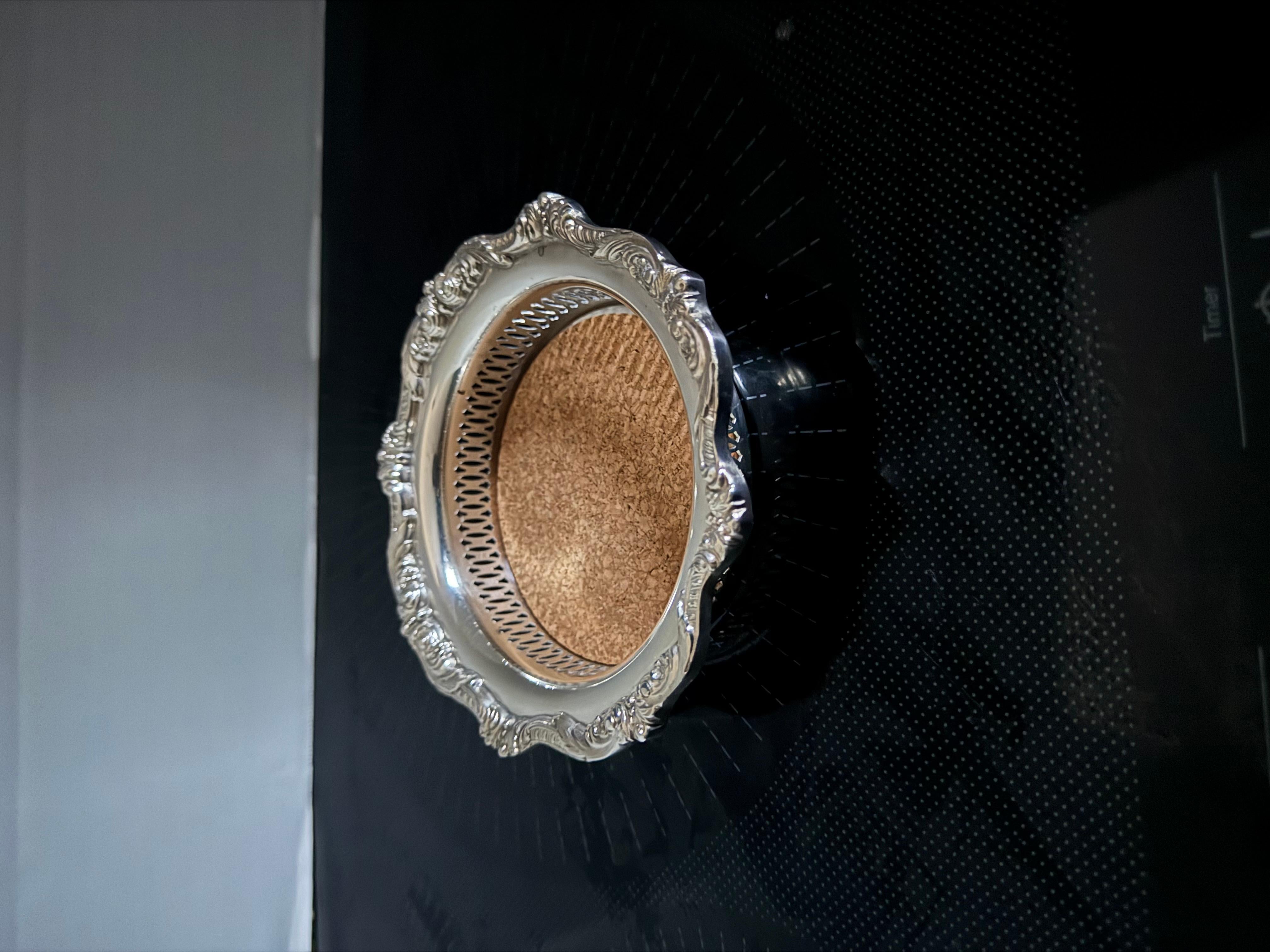 20th Century Vintage mid century wine coaster by pool silver plate For Sale