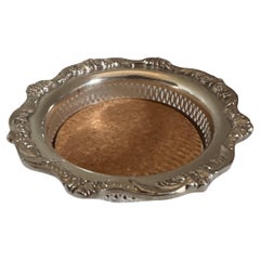Antique mid century wine coaster by pool silver plate