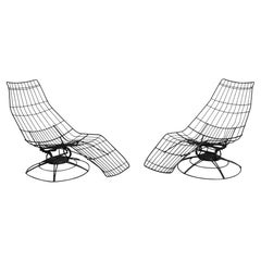 Used Mid Century Wire Banana "Siesta" Lounge Chair by Homecrest, Pair