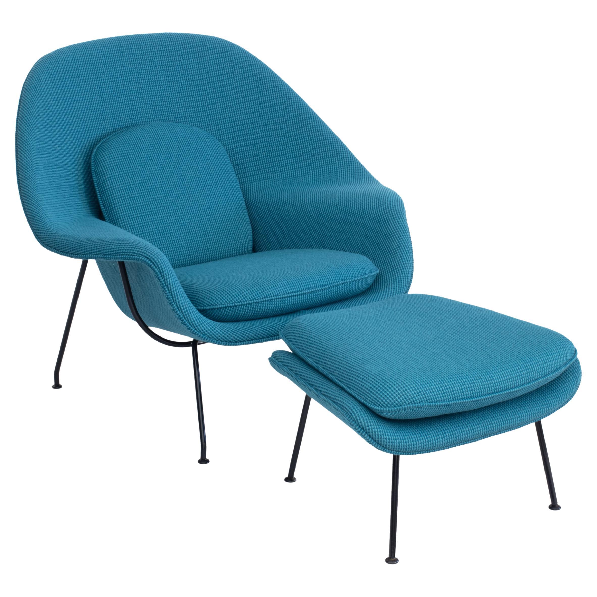 Vintage Midcentury Womb Chair and Ottoman by Eero Saarinen For Sale