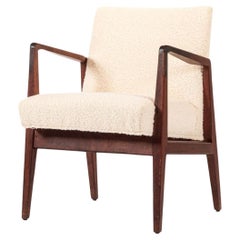 Vintage Mid Century Wood & Cream Upholstered Lounge Chair by Jens Risom