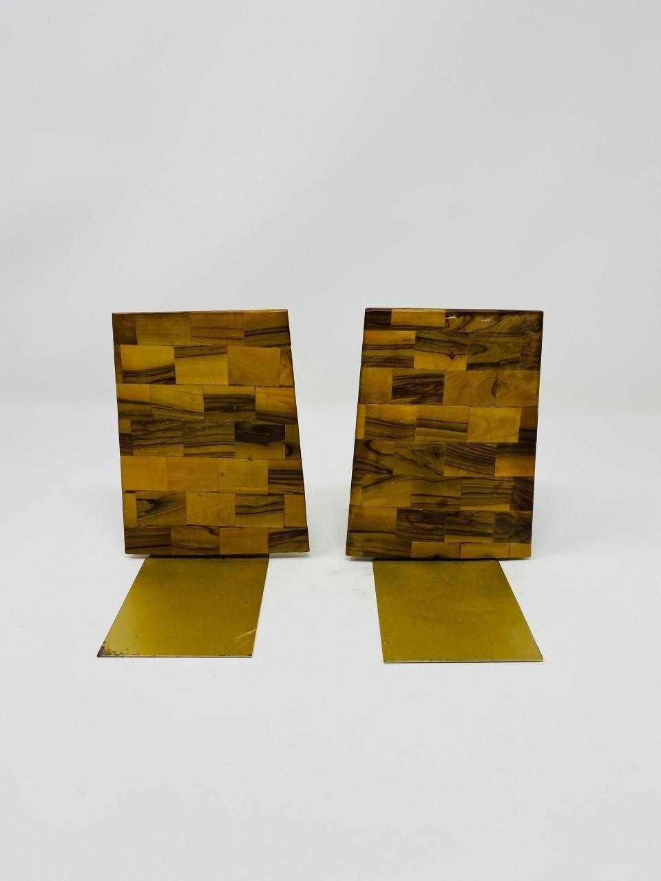 Hand-Crafted Vintage Mid-Century Wood Plank Bookends For Sale
