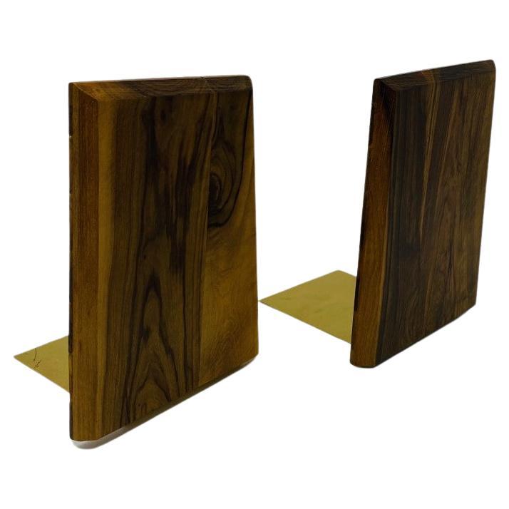Vintage Mid-Century Wood Plank Buchstützen im Angebot
