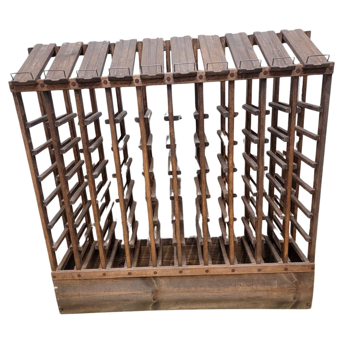 Vintage Mid Century Wood Slatted Wine Rack For Sale at 1stDibs