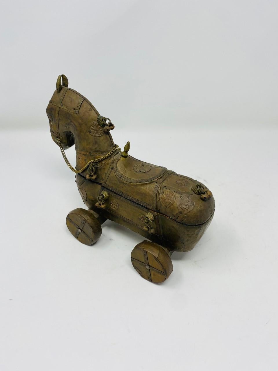 Hand-Crafted Vintage Mid-Century Wooden Trojan Horse by Sudha Pennathur