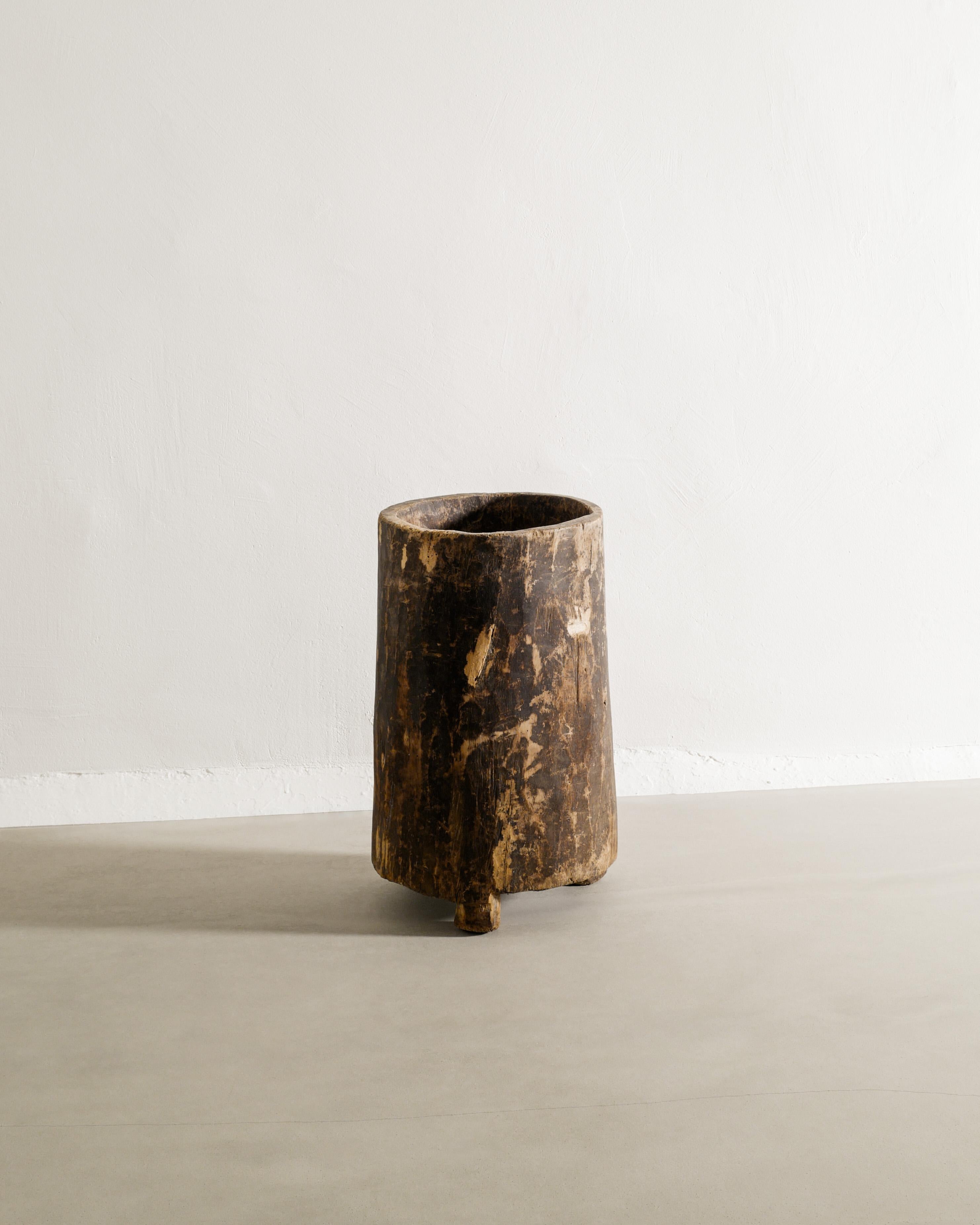 Mid-Century Modern Vintage Mid Century Wooden Wabi Sabi Hollowed Out Garden Planter Pot, 1950s For Sale