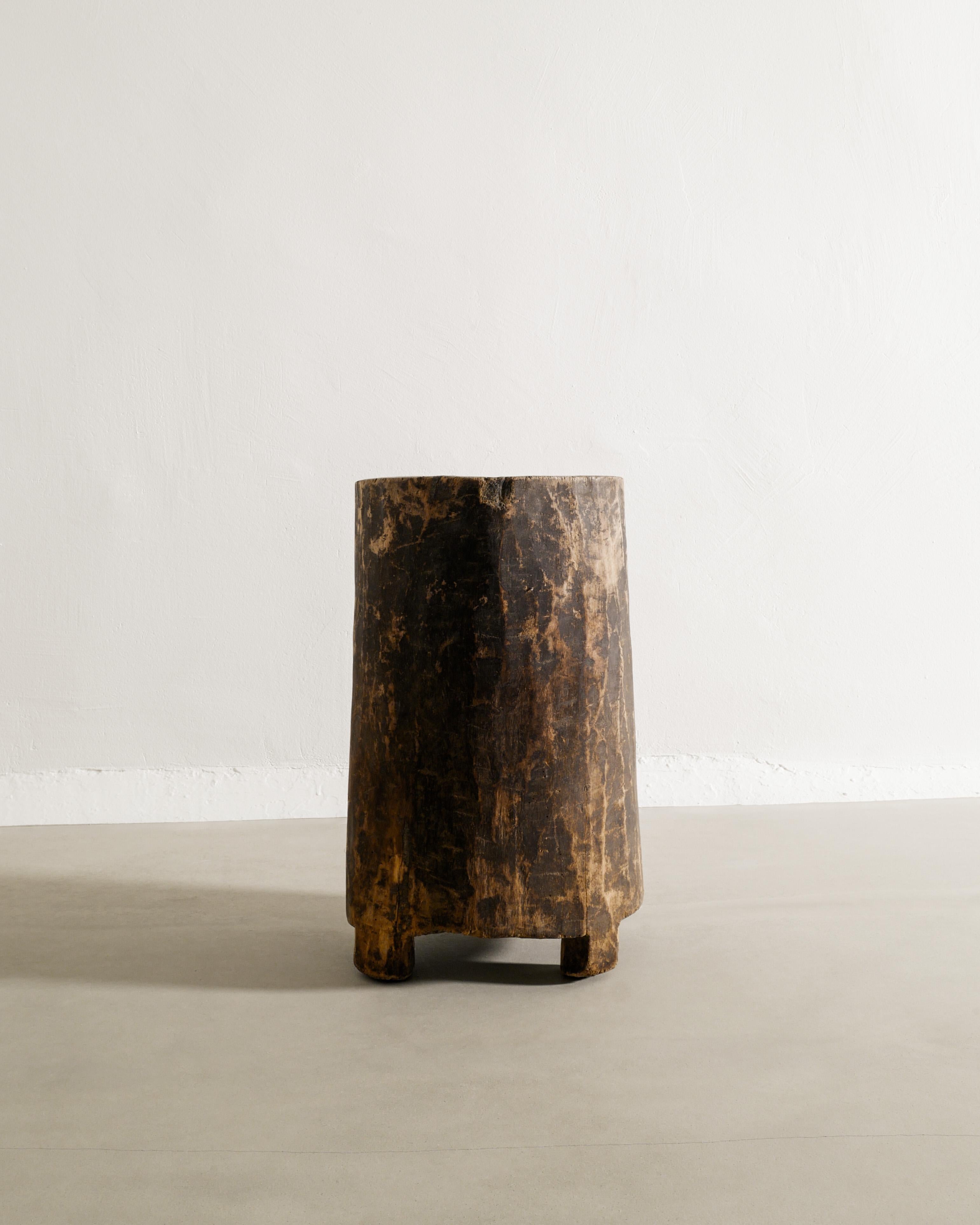 French Vintage Mid Century Wooden Wabi Sabi Hollowed Out Garden Planter Pot, 1950s For Sale