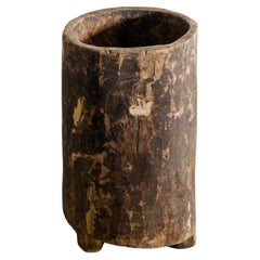 Vintage Mid Century Wooden Wabi Sabi Hollowed Out Garden Planter Pot, 1950s