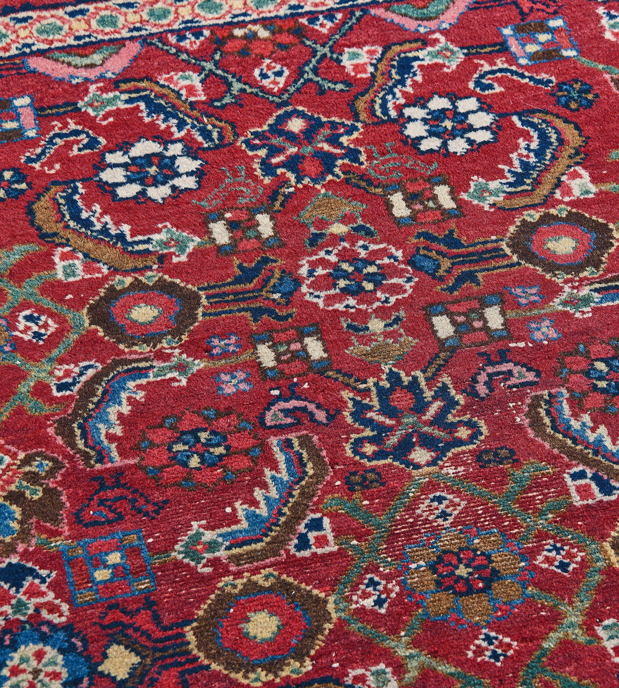 Vintage Mid-Century Wolle Kirsche-Rot Herati-Muster Persisch Malayer Läufer im Zustand „Gut“ im Angebot in West Hollywood, CA