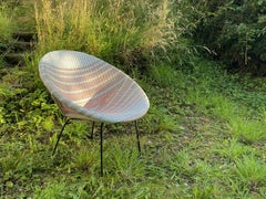 Vintage Mid-Century woven Sputnik summer patio lounge chairs.