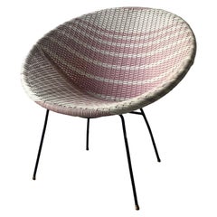 Vintage Mid-Century woven Sputnik summer patio lounge chairs.