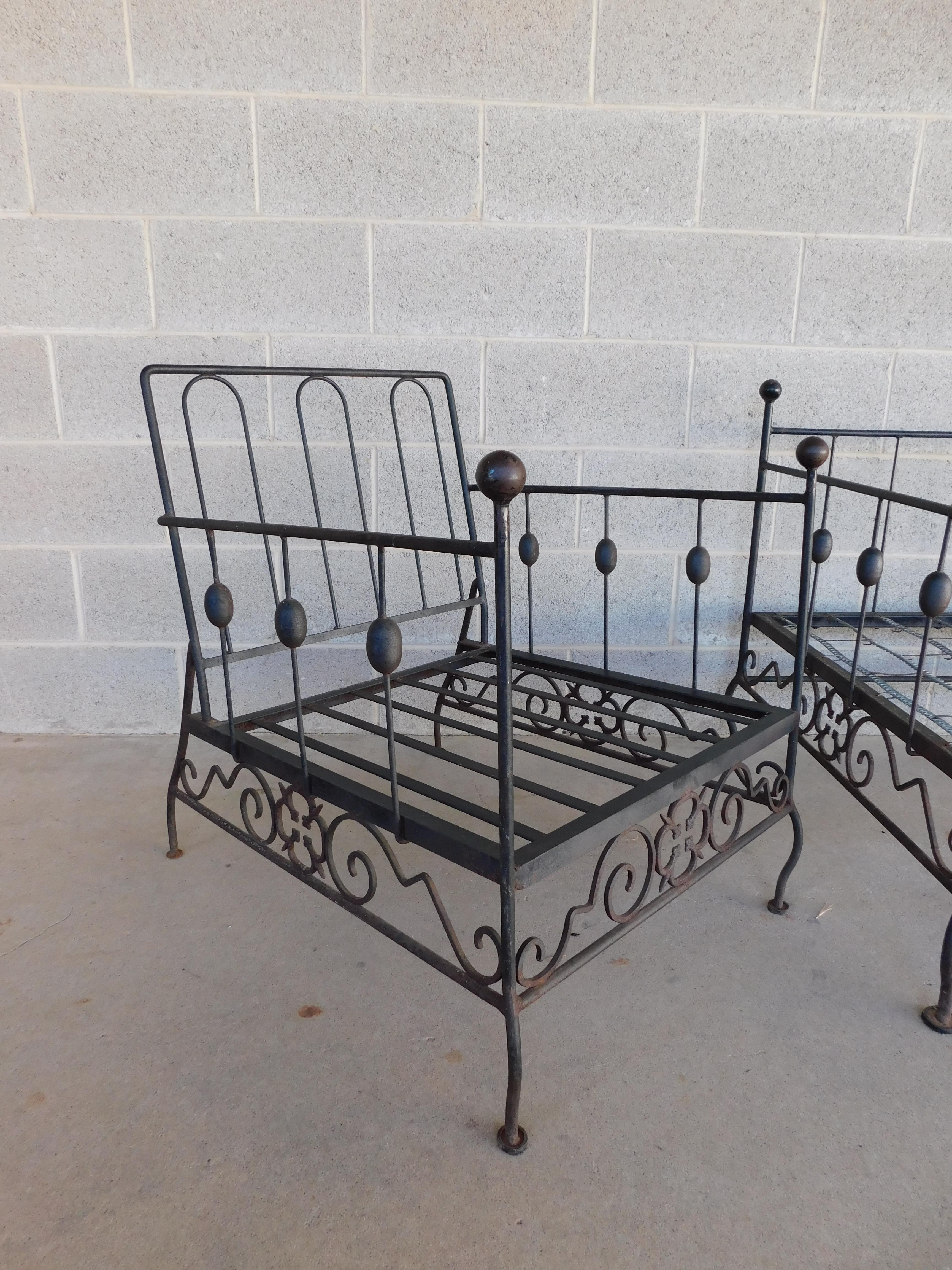 Mid-Century Modern Vintage Midcentury Wrought Iron 3 Piece Set Attributed to Authur Umanuff