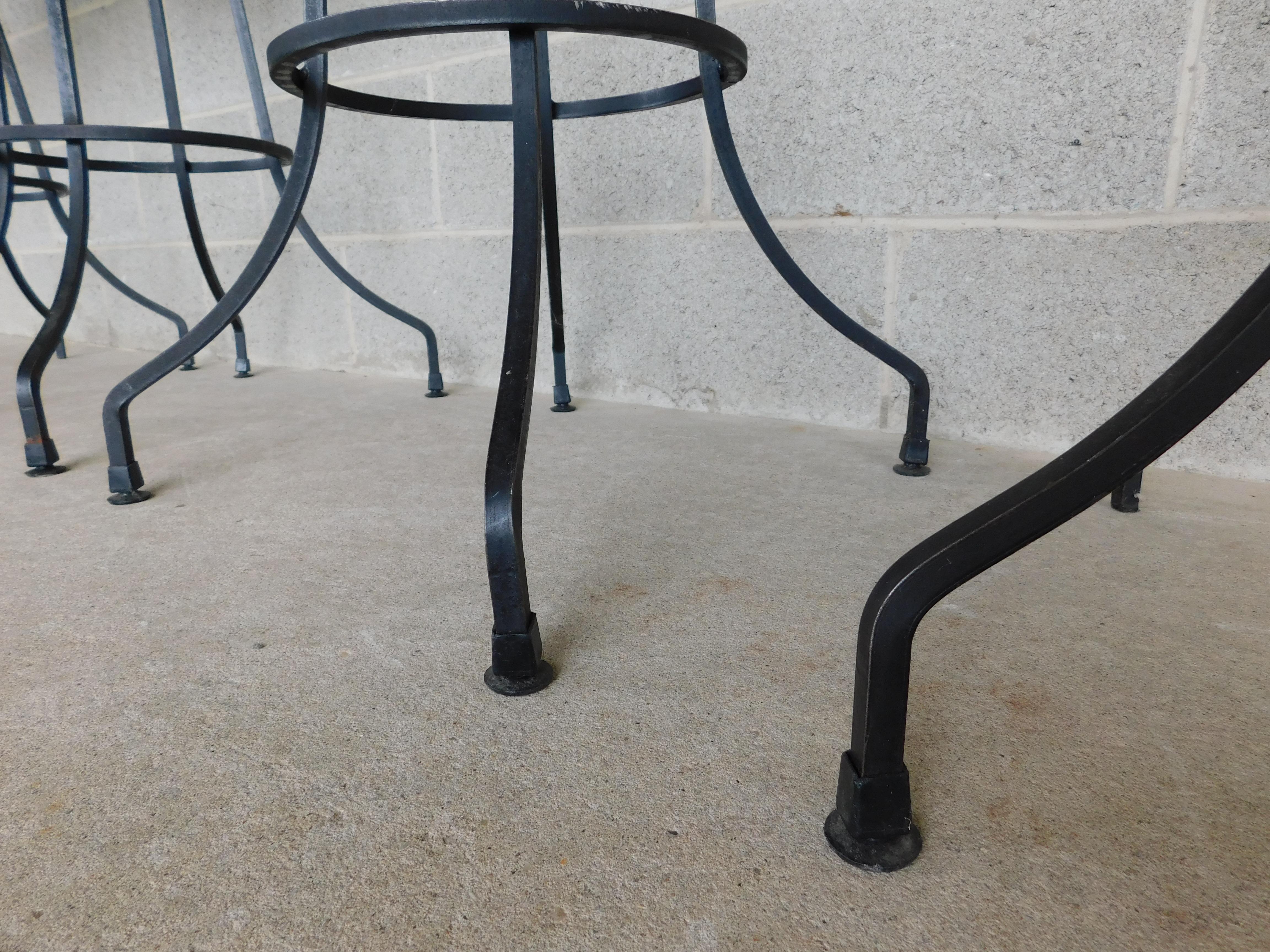 Vintage Mid-Century Wrought Iron Bar Stools Attributed to Authur Umanuff - Set 4 For Sale 3