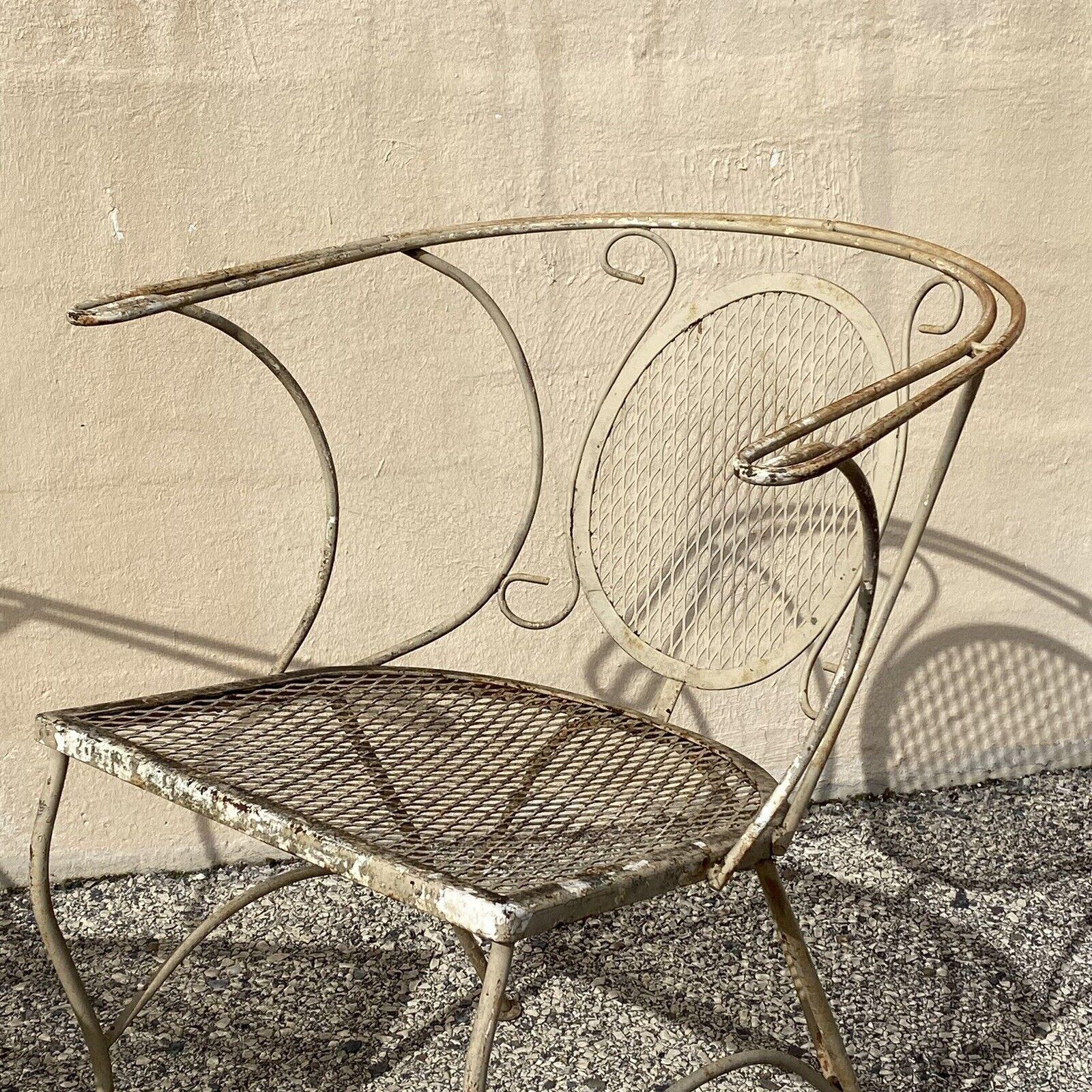 Vintage Mid Century Schmiedeeisen Barrel zurück Garten Terrasse Esszimmer Stühle - ein Paar im Angebot 5