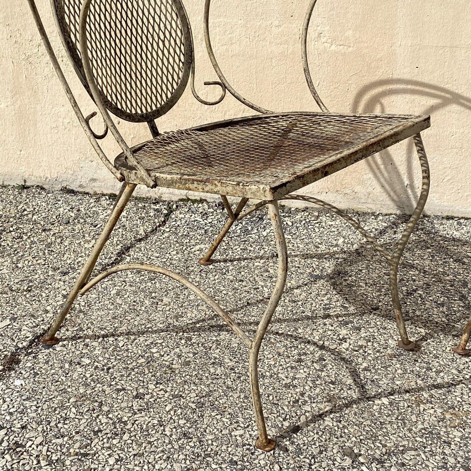 Vintage Mid Century Schmiedeeisen Barrel zurück Garten Terrasse Esszimmer Stühle - ein Paar im Angebot 6