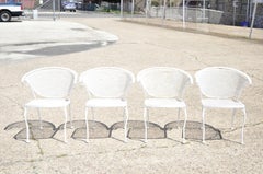 Vintage Mid Century Wrought Iron Barrel Back Garden Patio Dining Set, 5pc Set